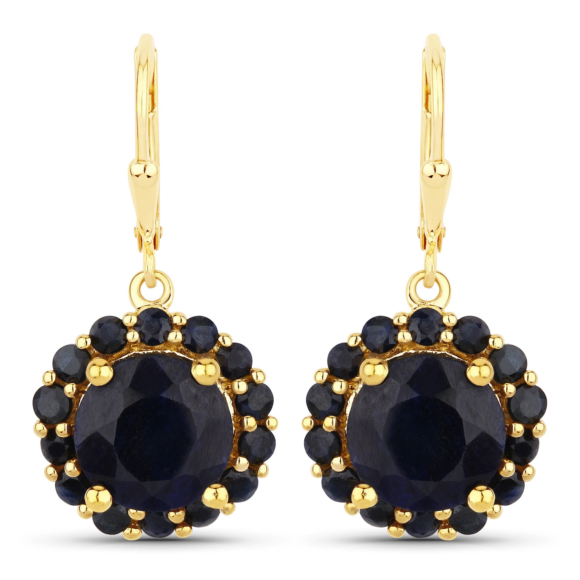 11.37 Carat Dyed Sapphire and Blue Sapphire .925 Sterling Silver Earrings