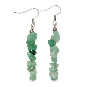Natural Stone Chip Dangle Earrings With Sterling Silver Hooks