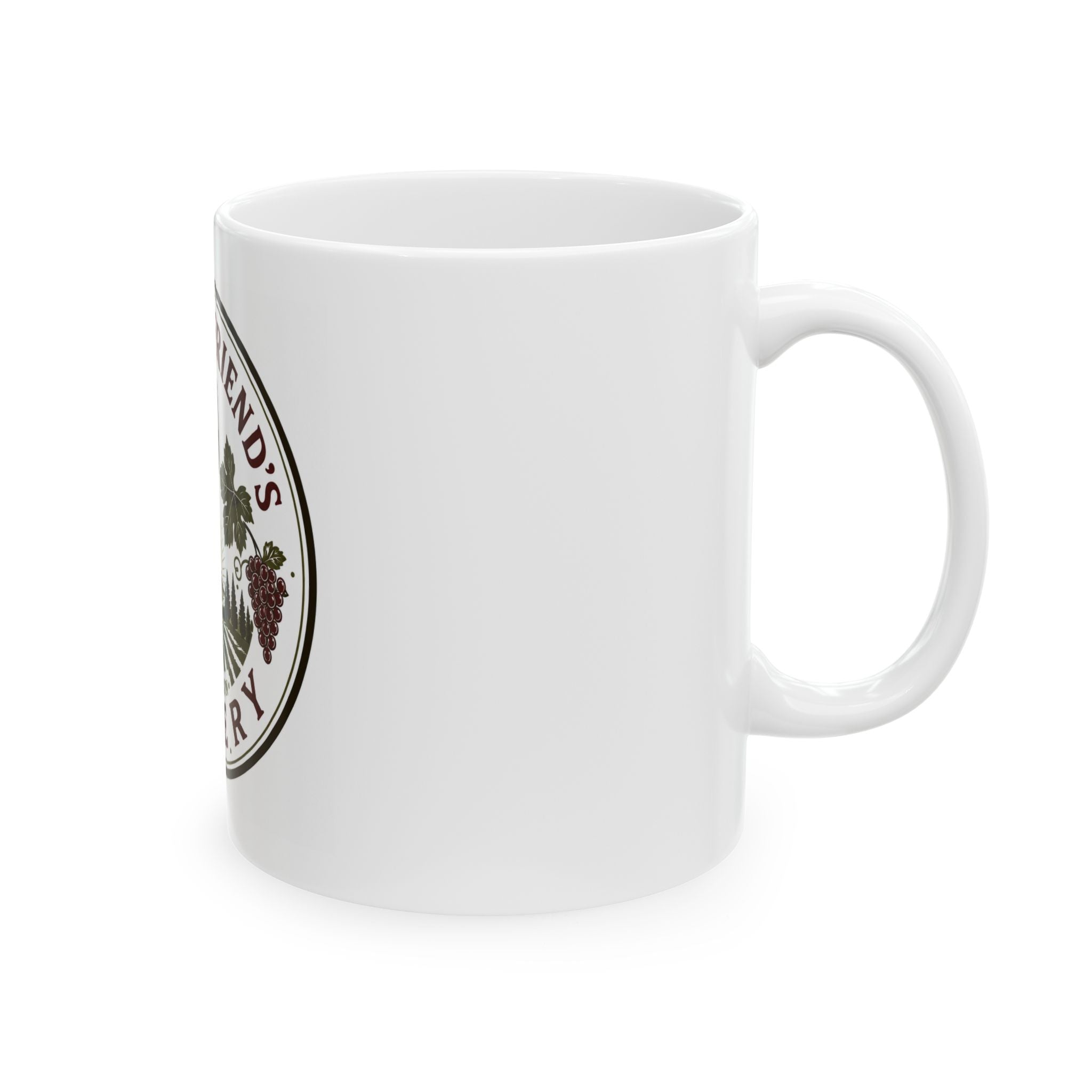 My Best Friend's Winery Ceramic Mug — Wine Glass & Grape Vineyard (11oz, 15oz)