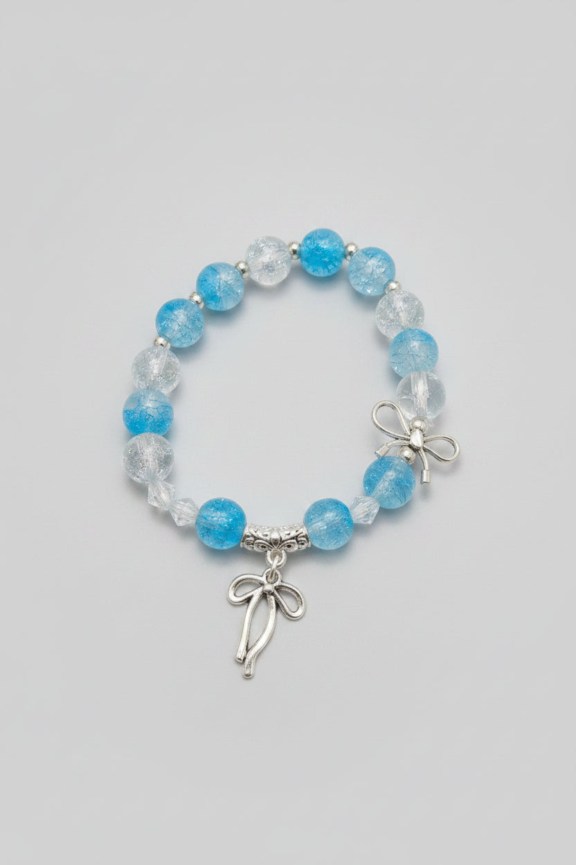Boho Blue Ribbon Charm Bracelet