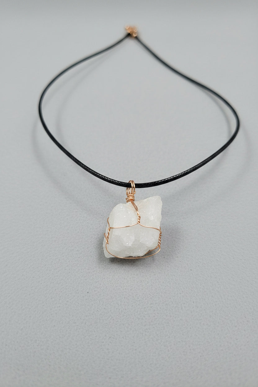 Wire Wrapped Quartz Pendant Necklace
