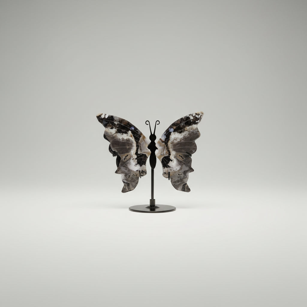 UV Volcanic Agate Butterfly With Stand