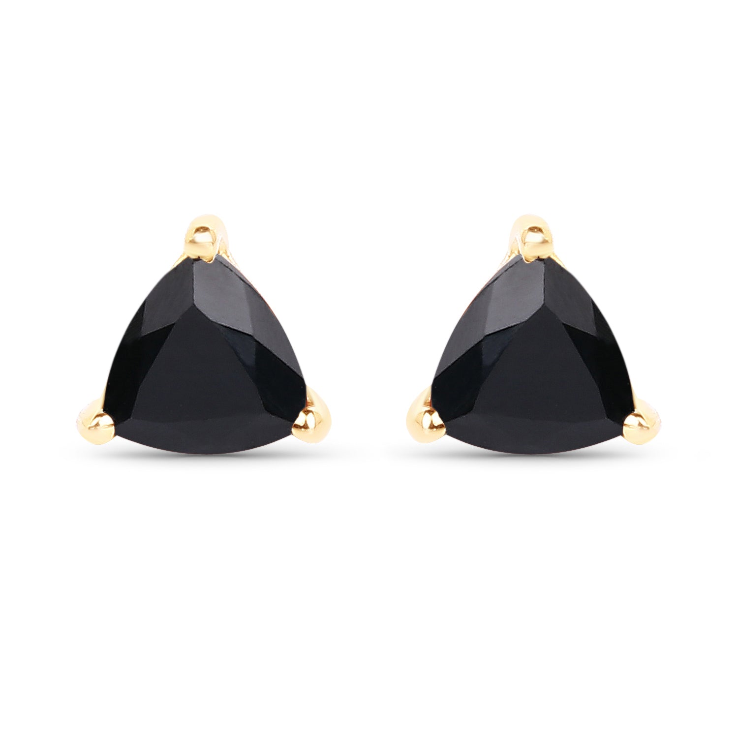0.70 Carat Genuine Black Sapphire 14K Yellow Gold Earrings