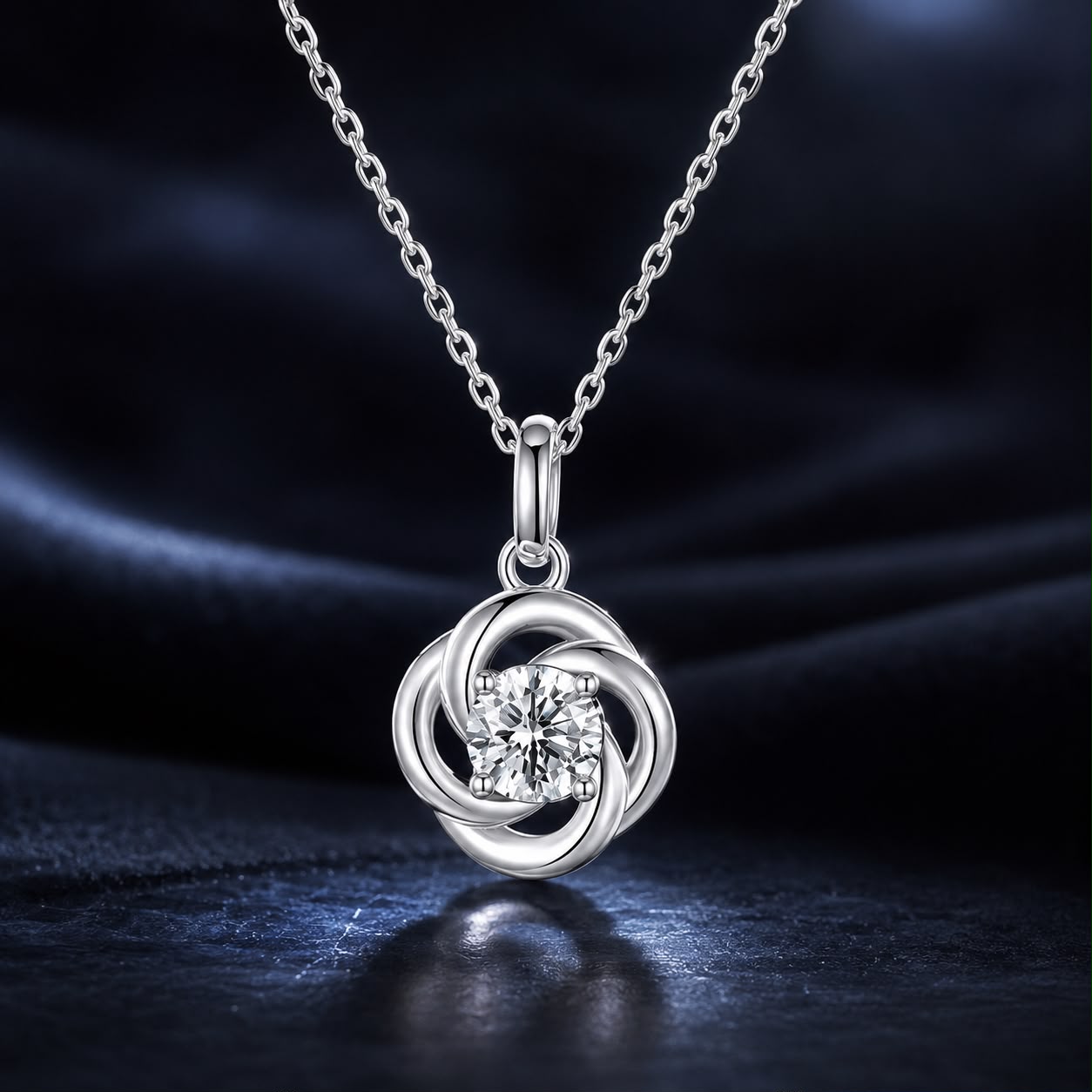 925 Sterling Silver 0.5 Carat Moissanite Necklace with White Gold Plating for Women