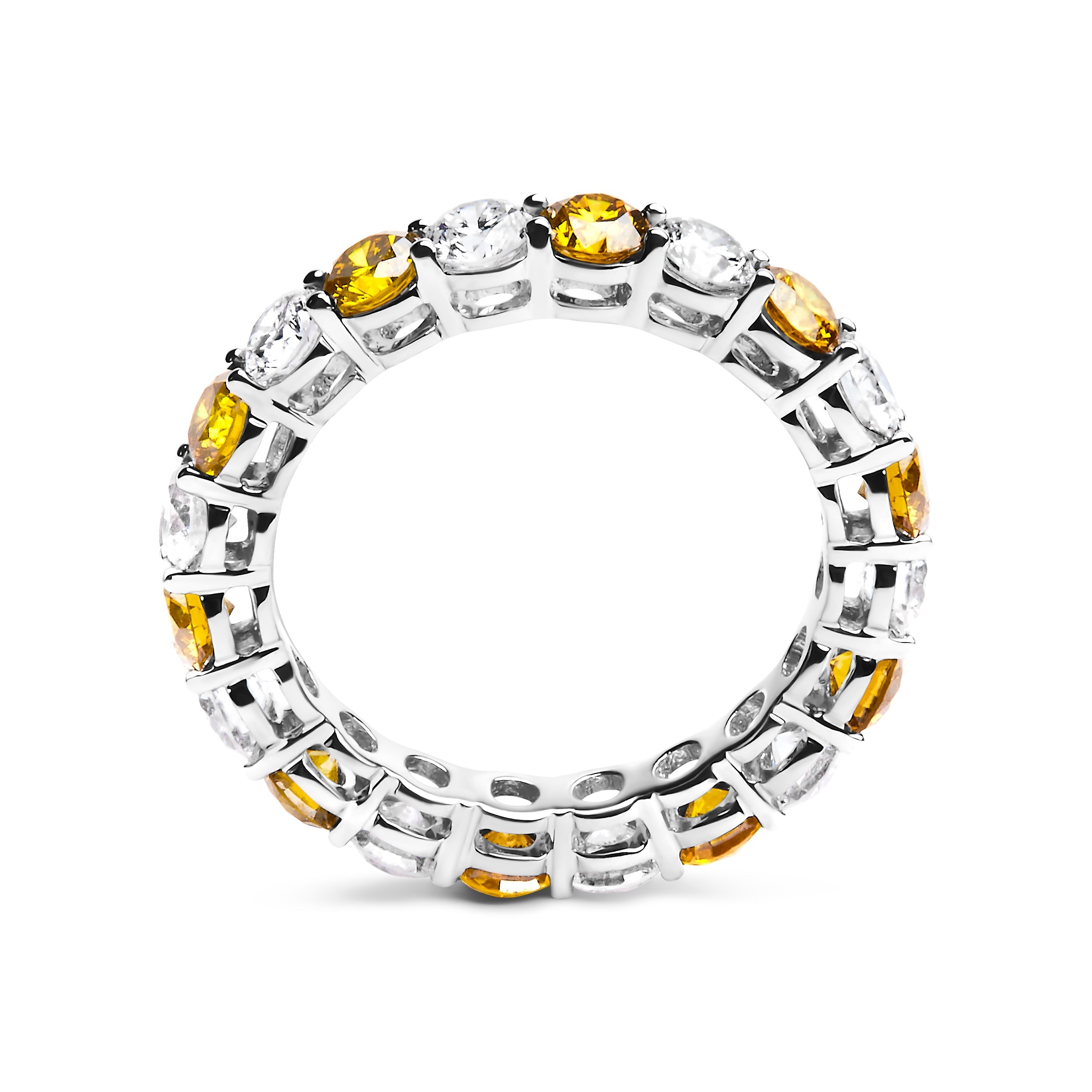 14K White Gold 3.00 Cttw Alternating White and Yellow Lab-Grown Diamond Eternity Band Ring (F-G Color, VS1-VS2 Clarity) - Size 6.5