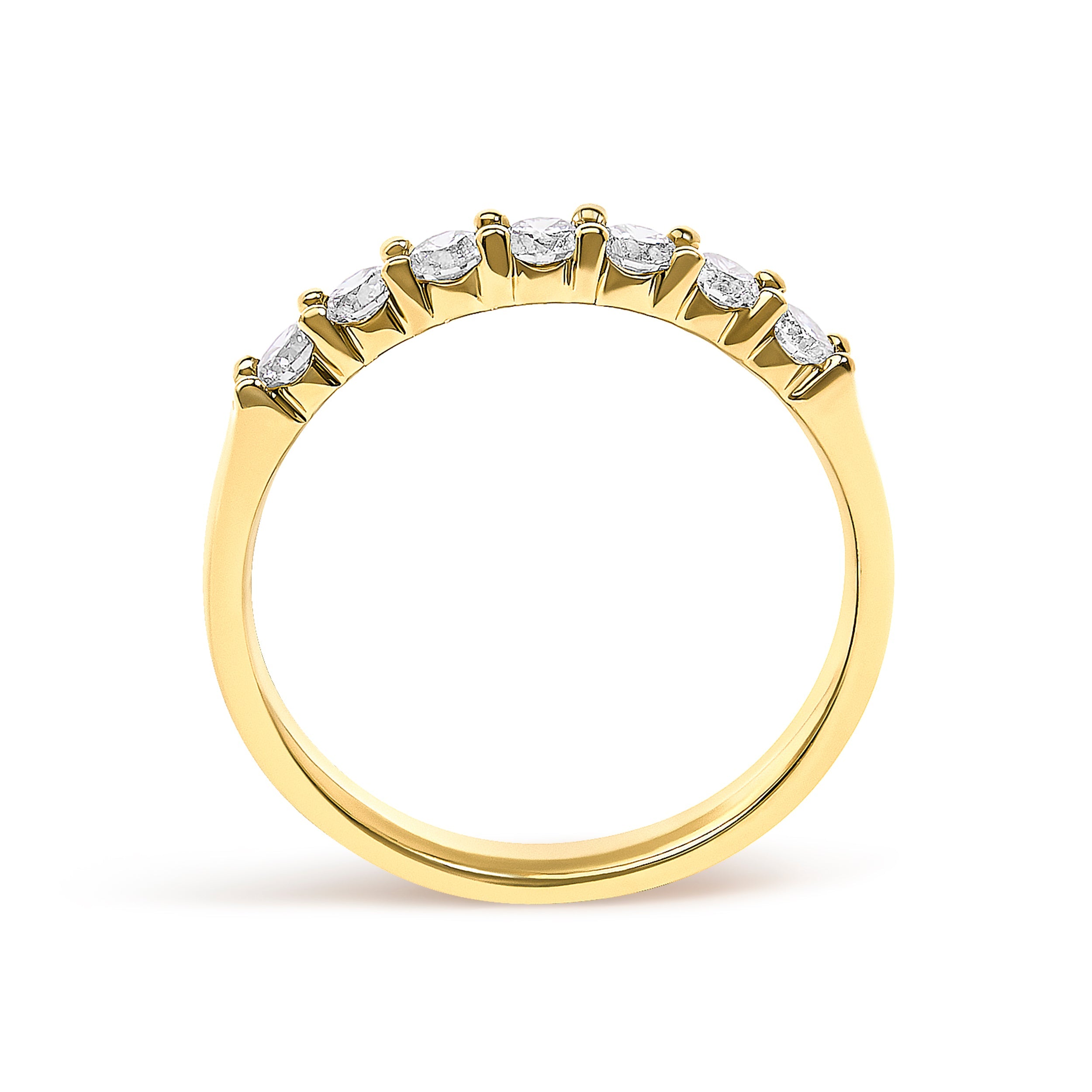 14K Yellow Gold 1/2 Cttw Diamond 7 Stone Band Ring