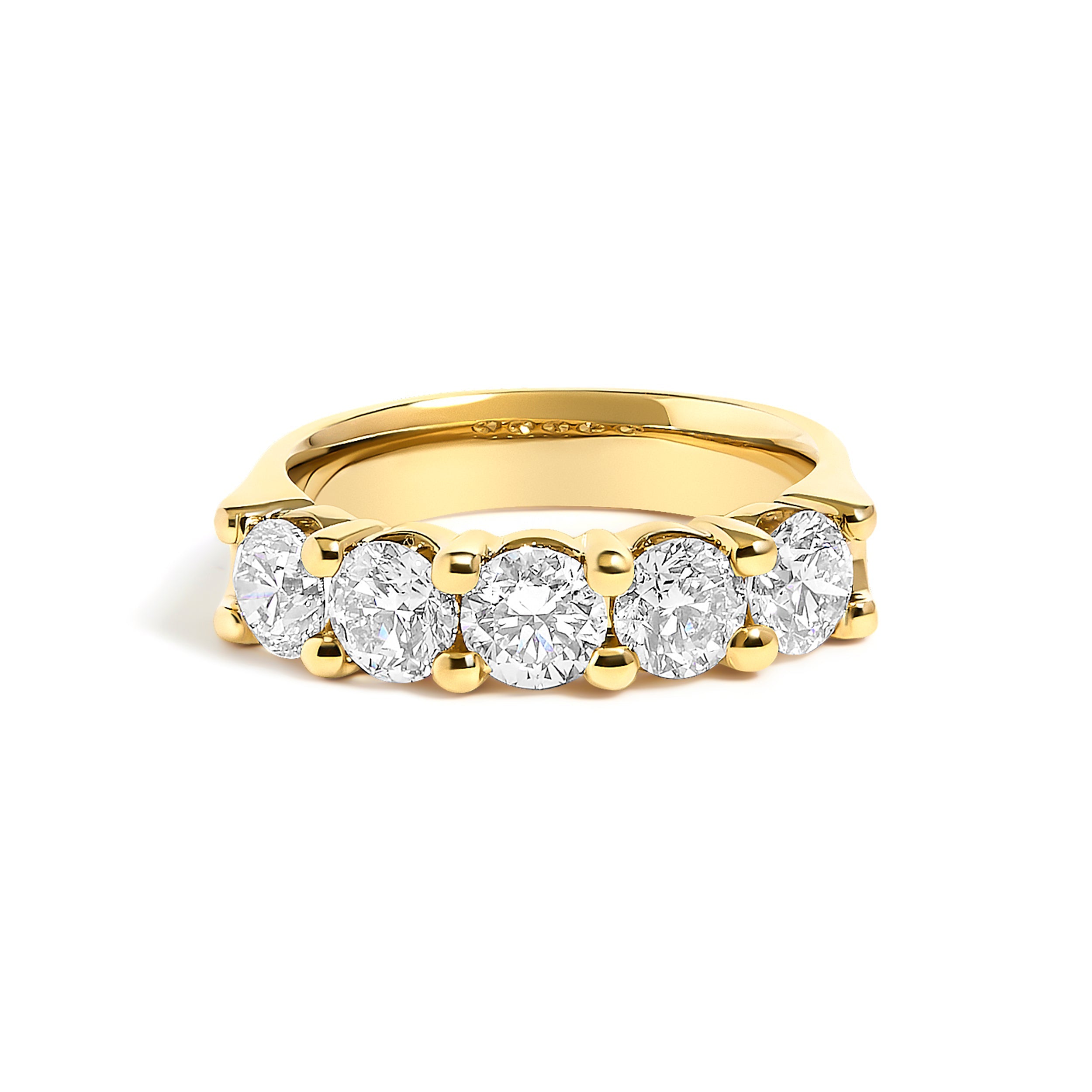 14K White Gold 2.0 Cttw Round Diamond Five Stone Band Ring