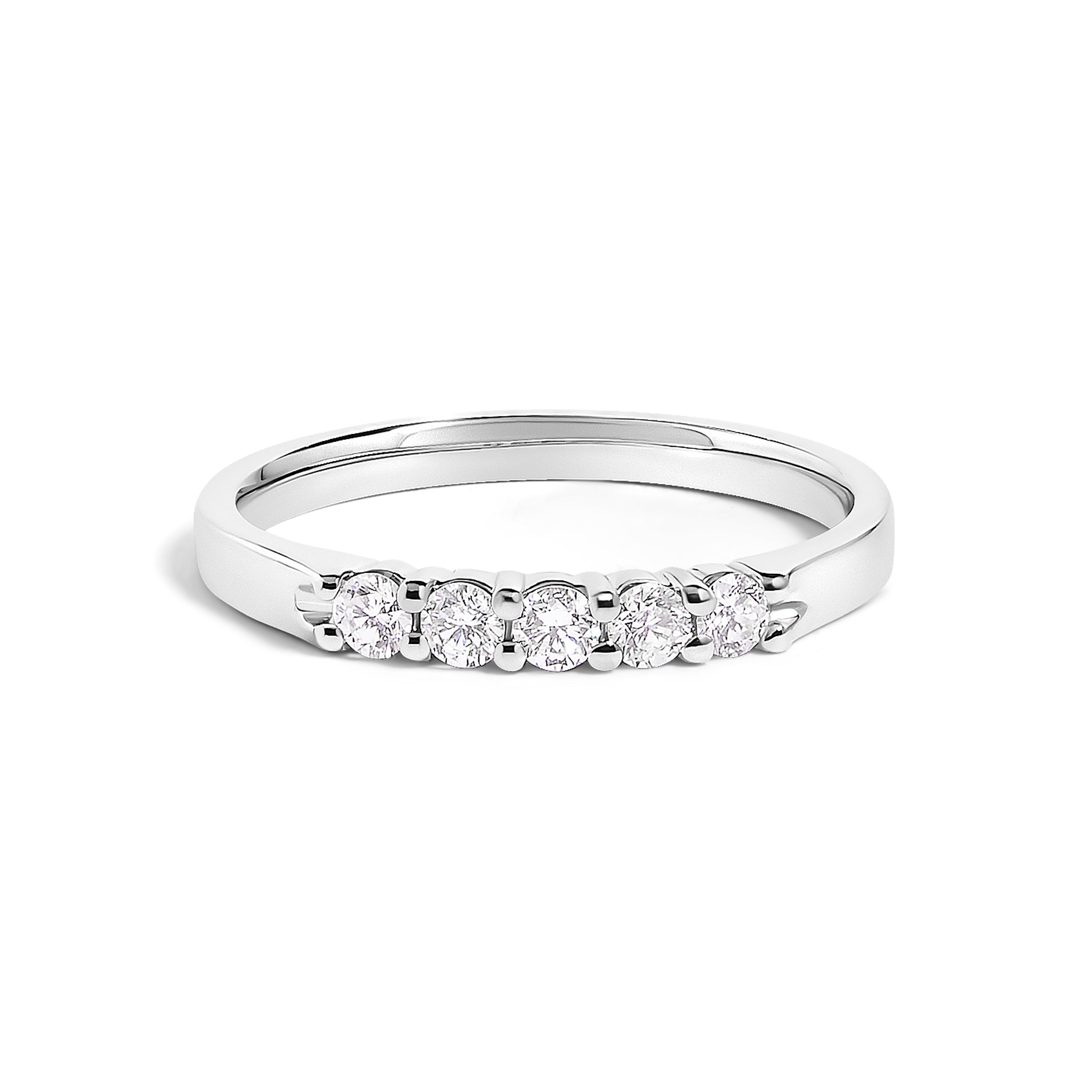 14K White Gold 1/4 Cttw Diamond 5 Stone Band Ring