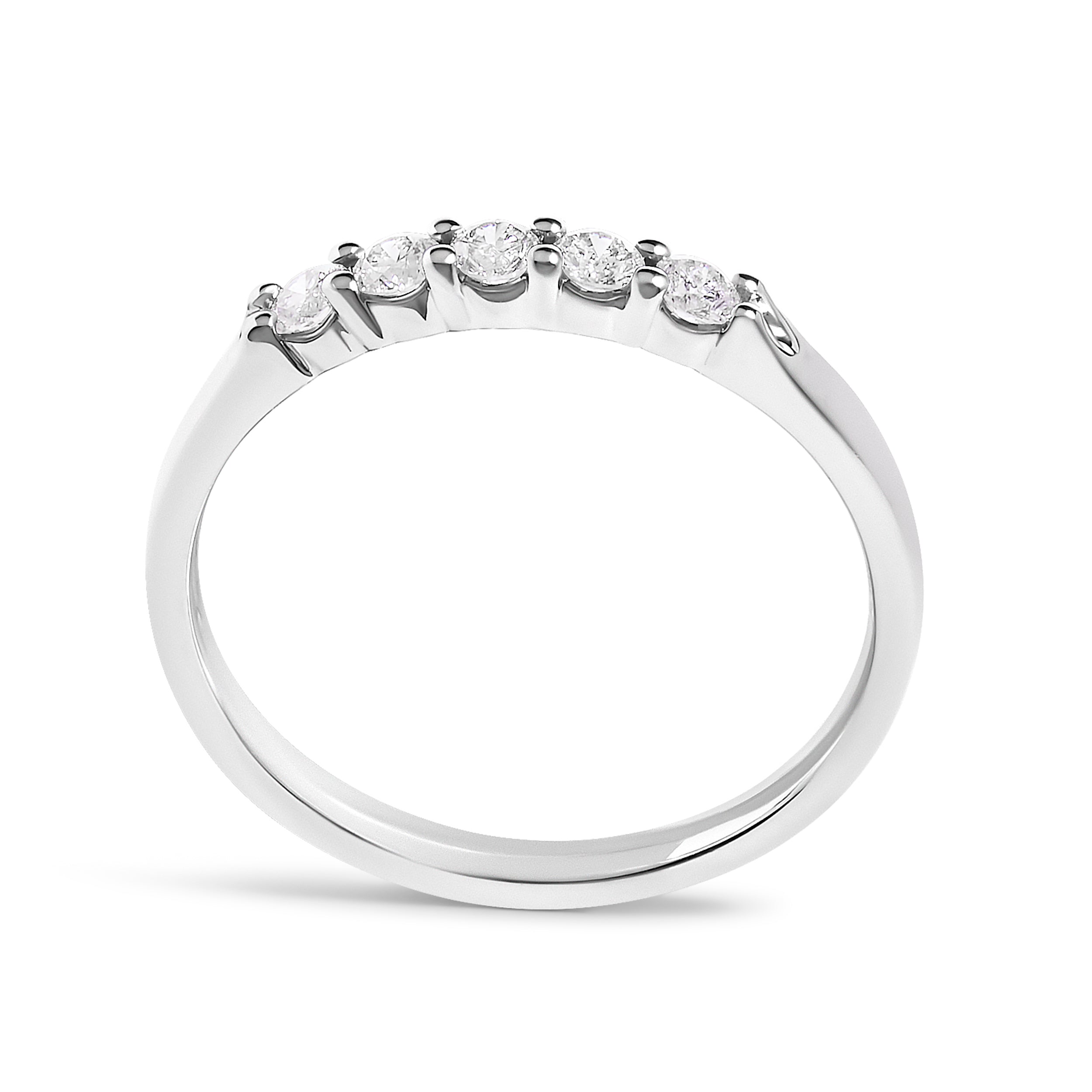 14K White Gold 1/4 Cttw Diamond 5 Stone Band Ring