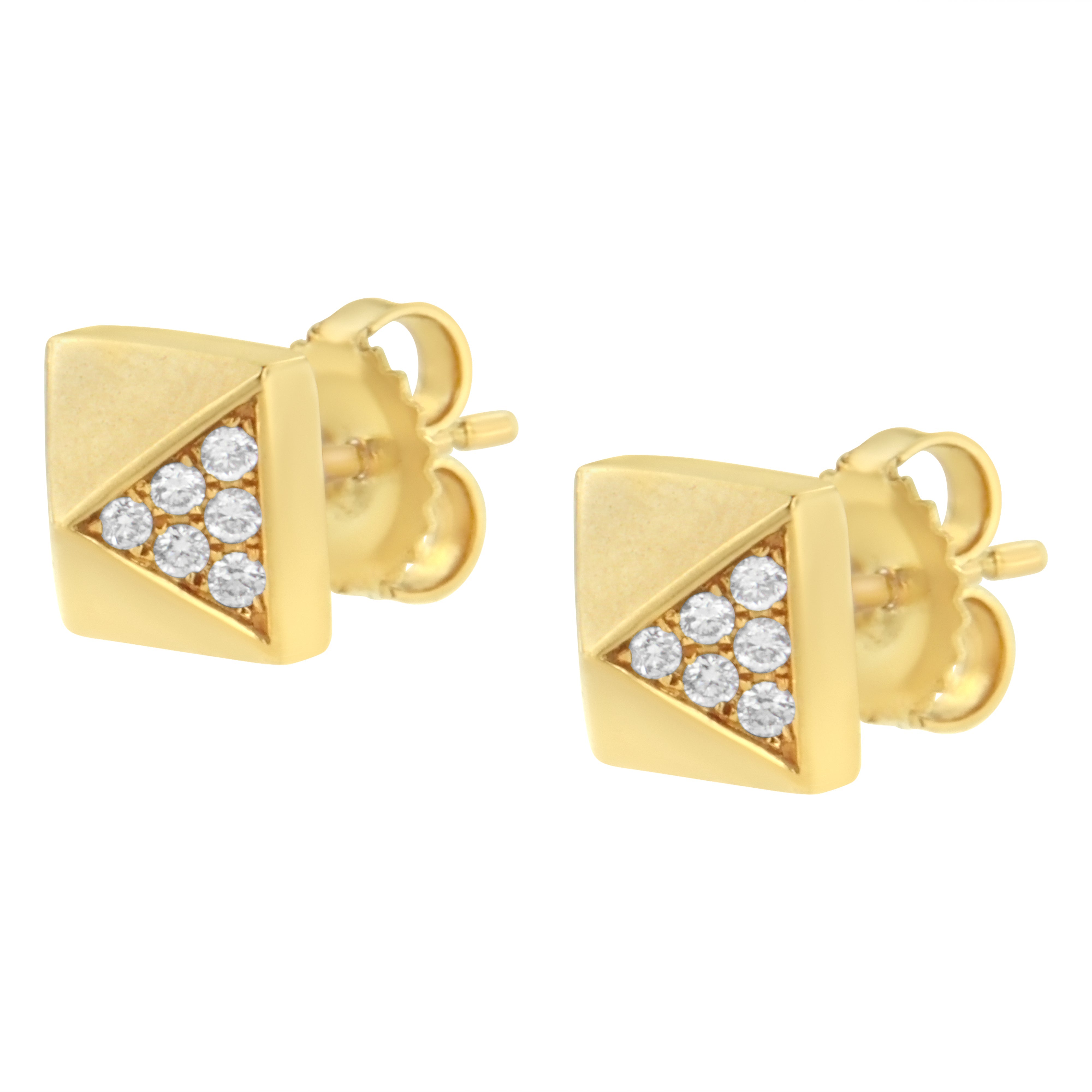 14K Yellow Gold 1/4 Cttw Diamond Pyramid Stud Earring (G-H Color, SI1-SI2 Clarity)
