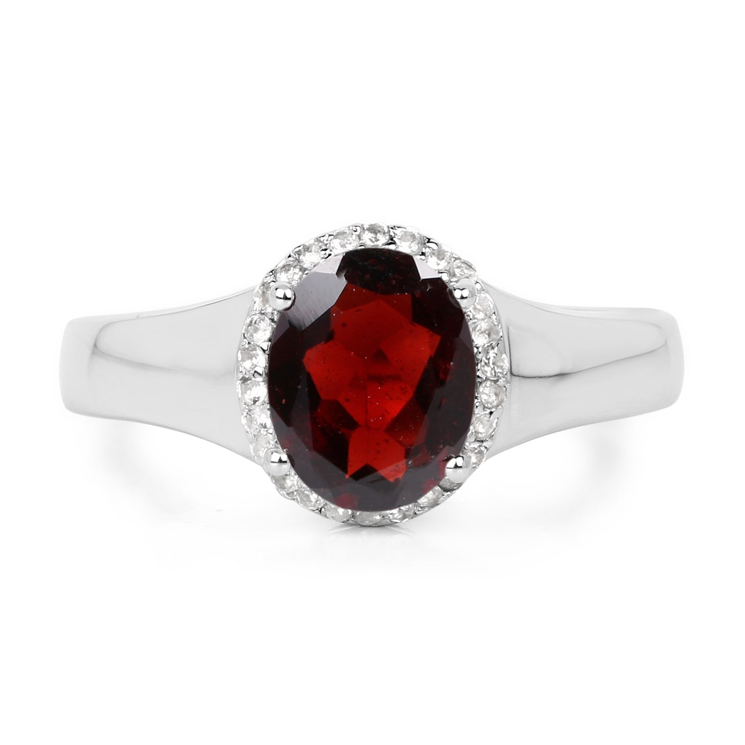 2.63 Carat Genuine Garnet and White Topaz .925 Sterling Silver Ring