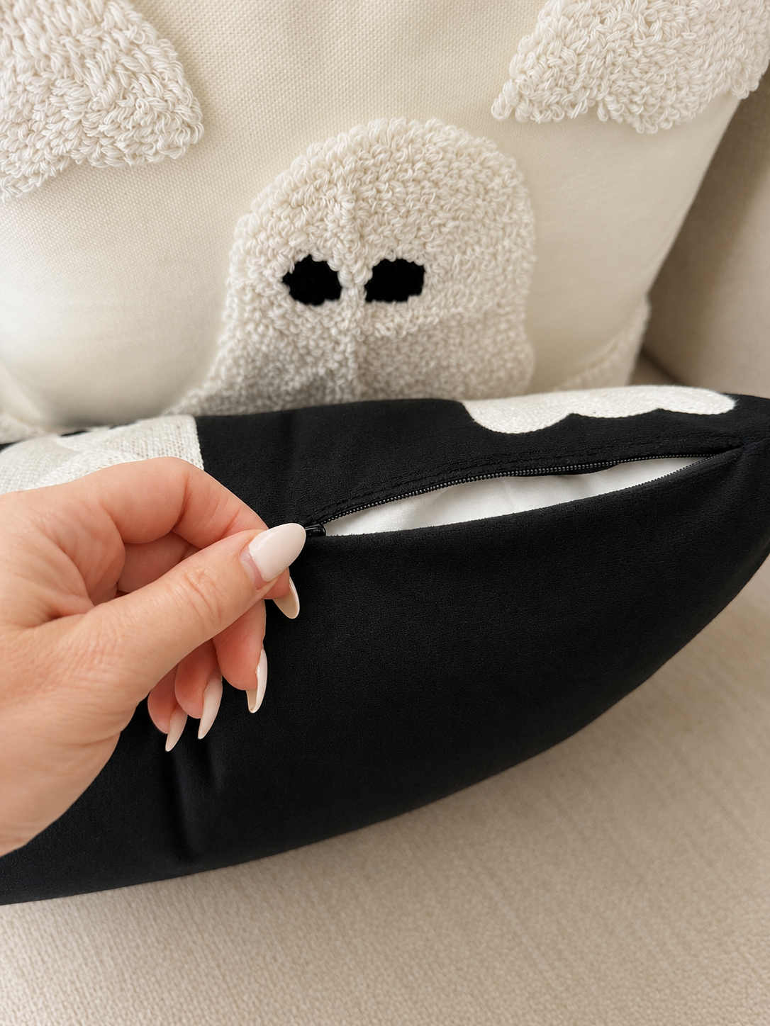 Black Ghost Lumbar Pillow Cover