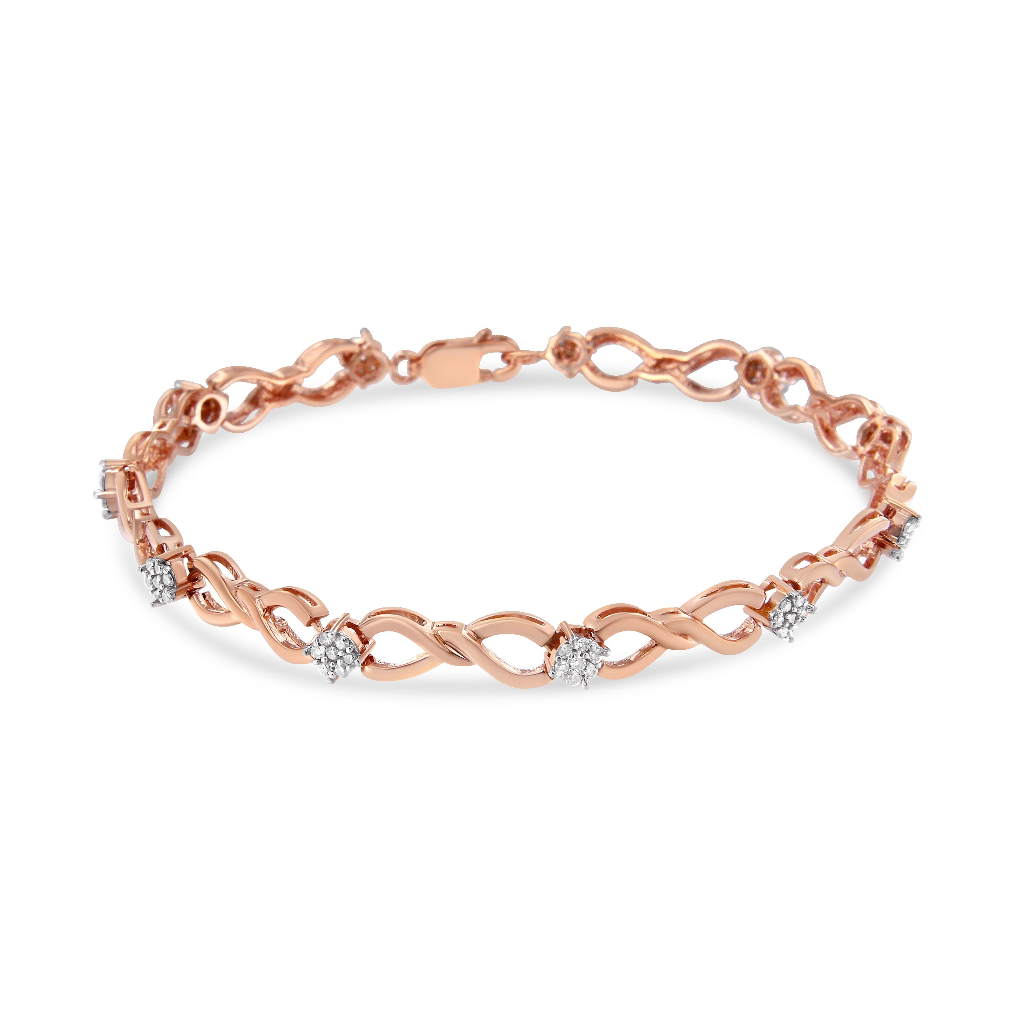 10K Rose Gold Plated .925 Sterling Silver 1/2 Cttw Diamond Infinity Link Tennis Bracelet (H-I Color, I2-I3 Clarity) -7â€