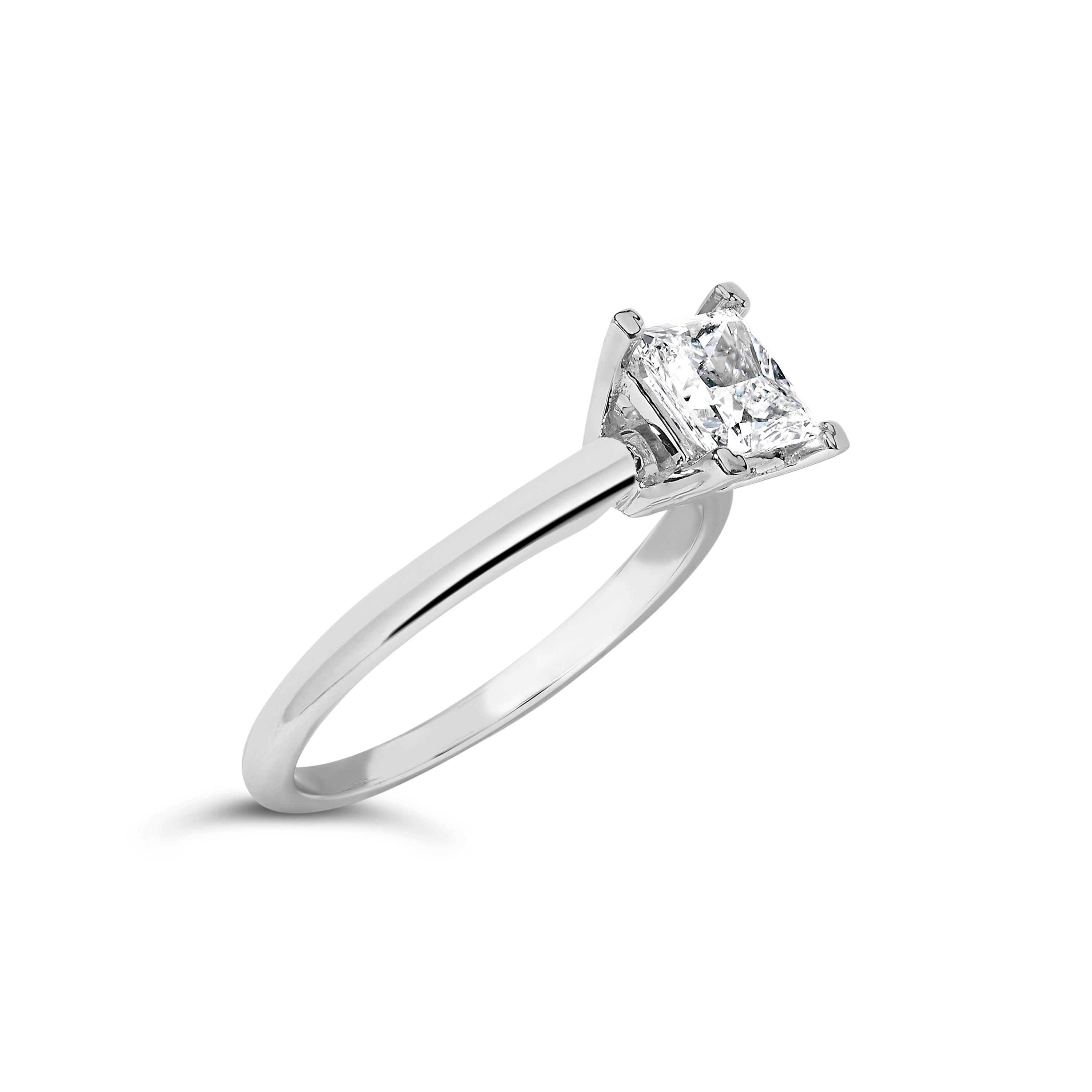 14K White Gold 1.0 Cttw Princess Lab-Grown Diamond Solitaire Engagement Ring (F-G Color, VS1-VS2 Clarity) - Ring Size 7