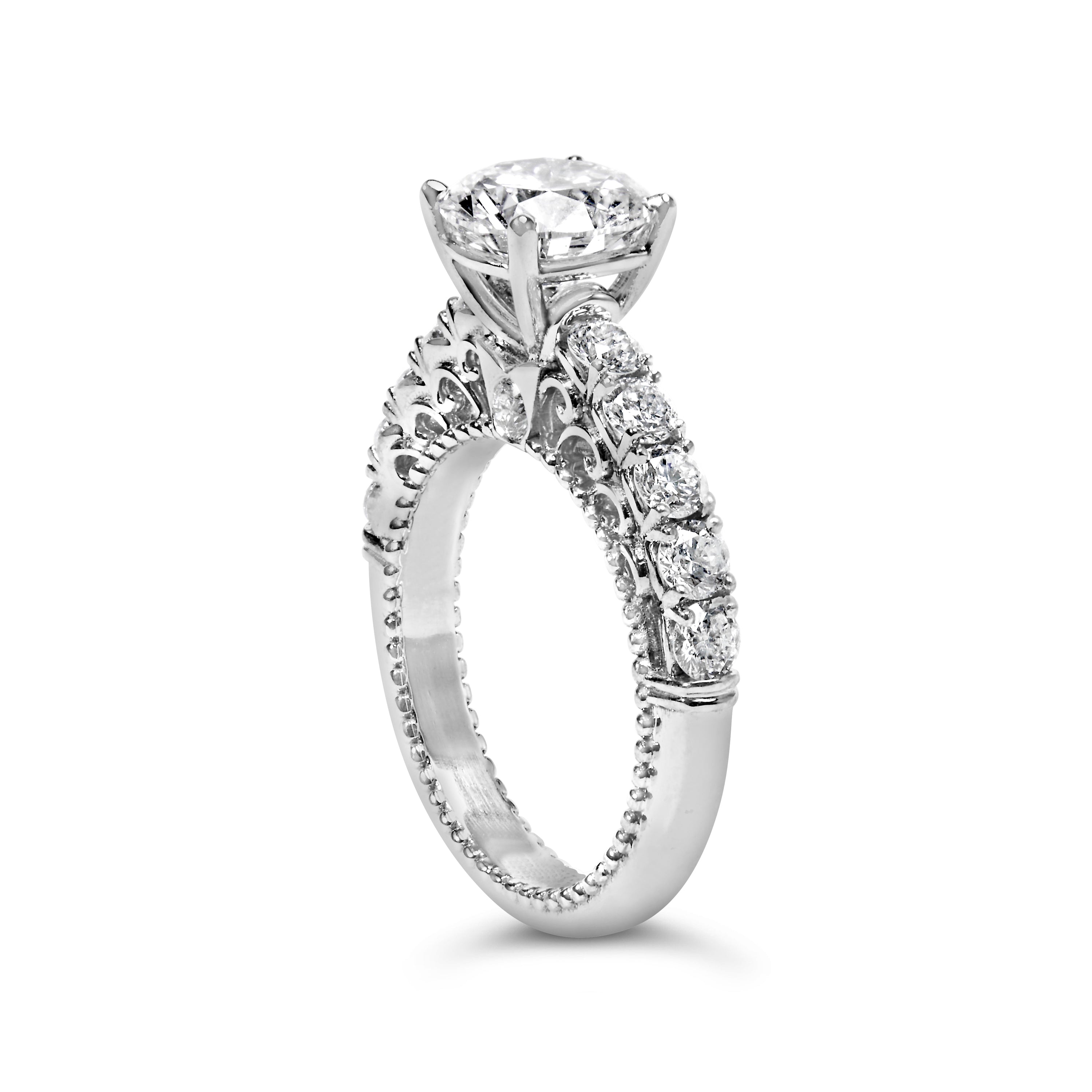 14K White Gold 3 1/5 Cttw Lab Grown Diamond Vintage Style Engagement Ring - Size 7
