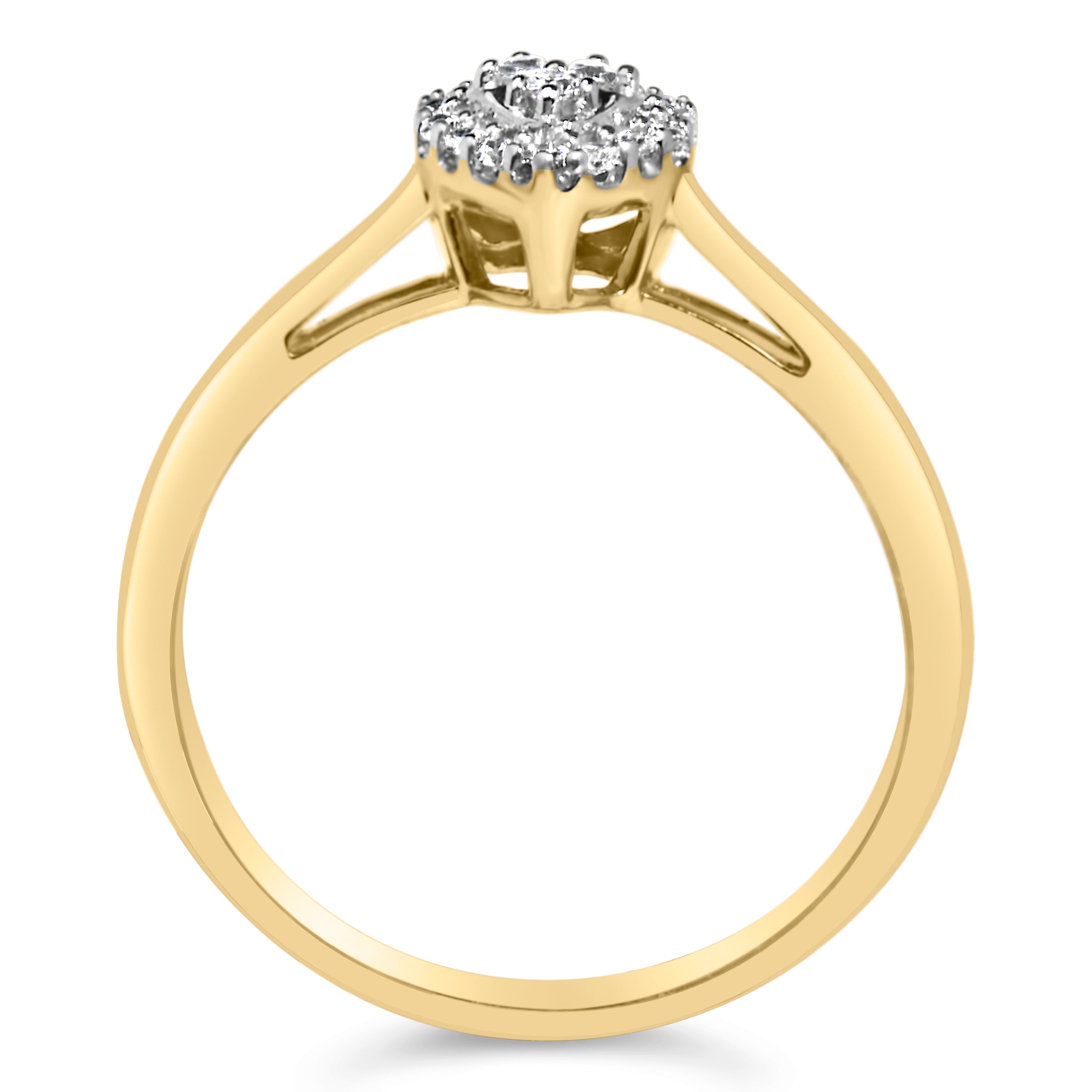 14K Yellow Gold Plated .925 Sterling Silver 1/10 Cttw Round-Cut Diamond Heart Engagement Ring (I-J Color, I3 Clarity) - Size 7
