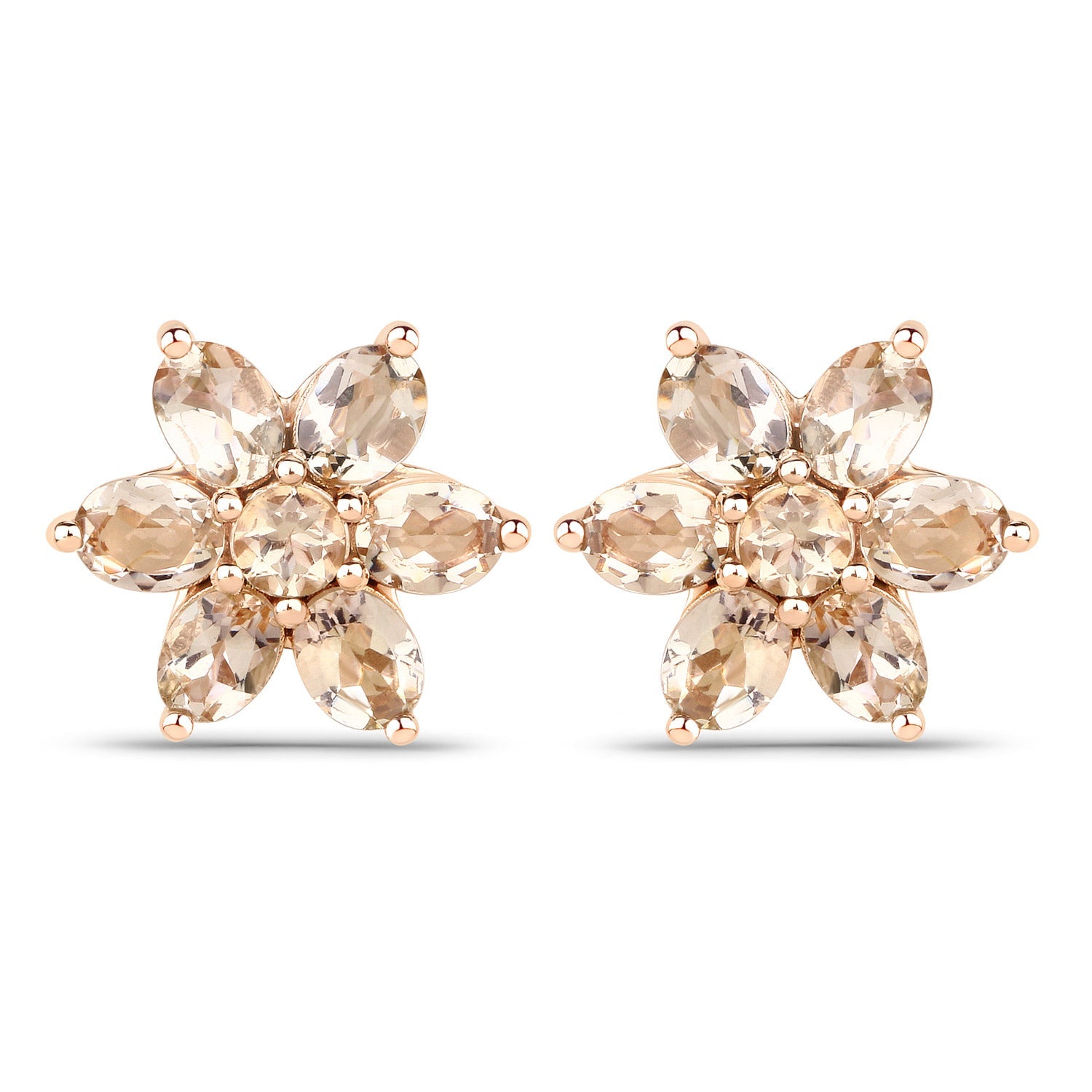 1.98 Carat Genuine Morganite 10K Rose Gold Earrings
