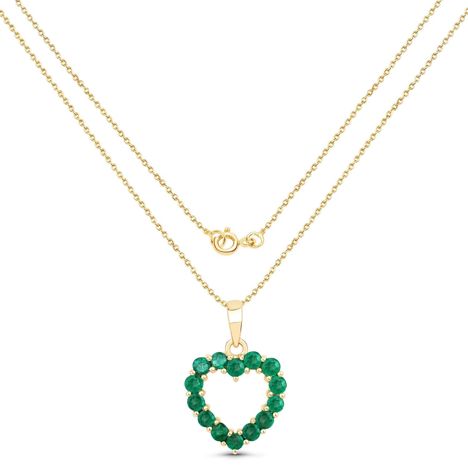 0.48 Carat Genuine Zambian Emerald 10K Yellow Gold Pendant
