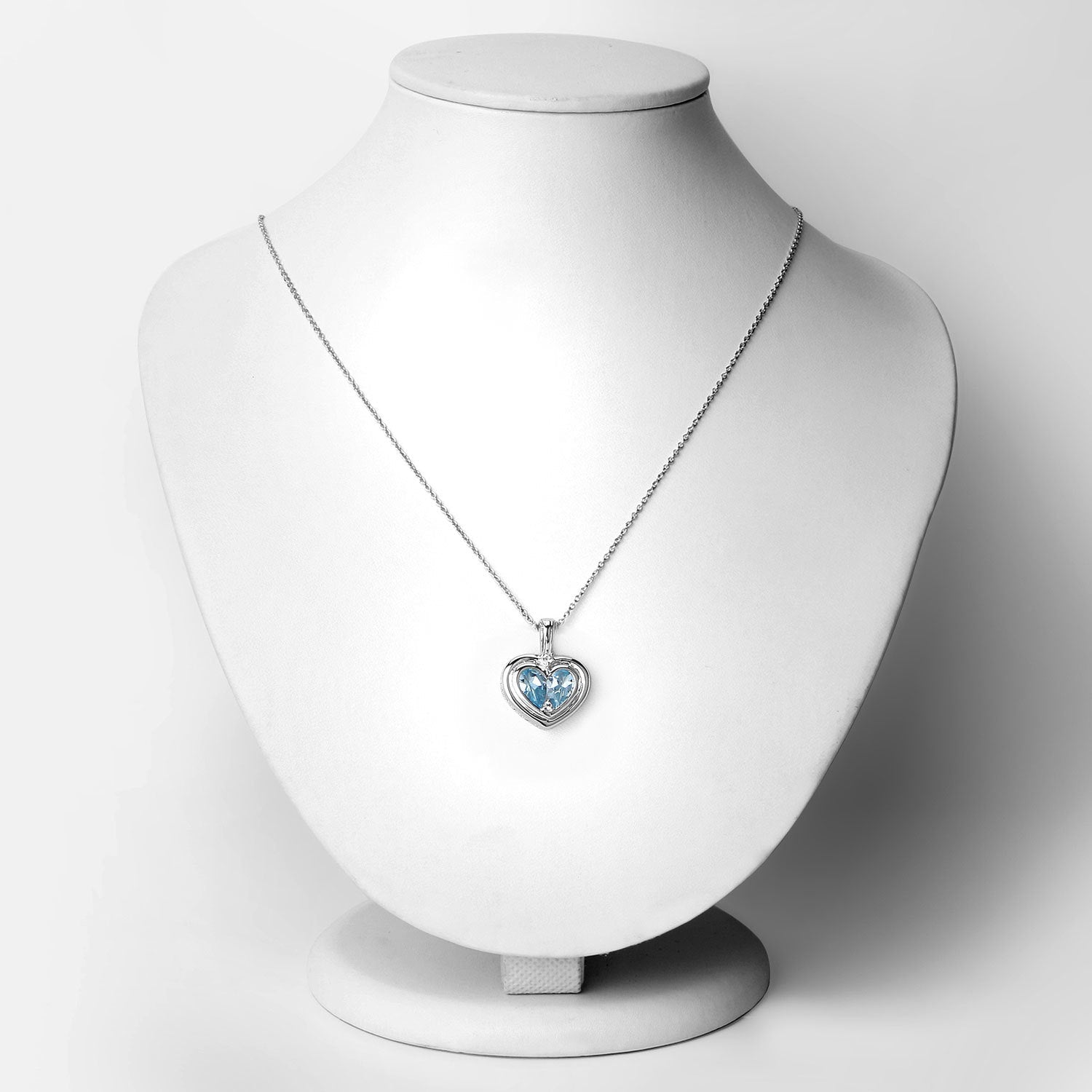 2.66 Carat Genuine Blue Topaz and White Topaz .925 Sterling Silver Pendant