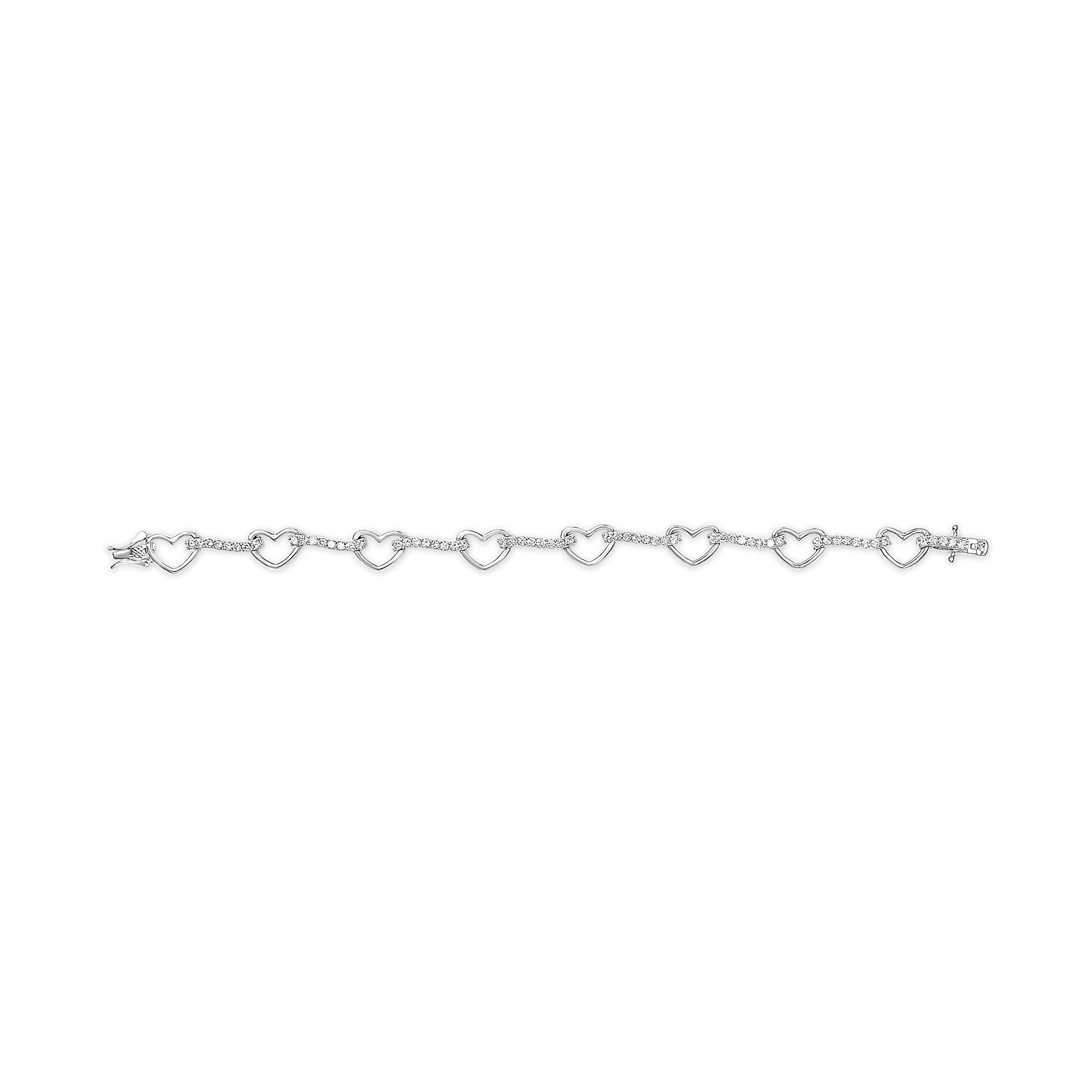 10K White Gold 2.0 Cttw Diamond Heart Link Bracelet