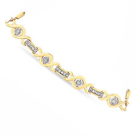 14K Yellow Gold Plated .925 Sterling Silver Channel Set Diamond Accent Twist 4â€-10†Adjustable Bolo Bracelet (I-J Color, I3 Clarity)