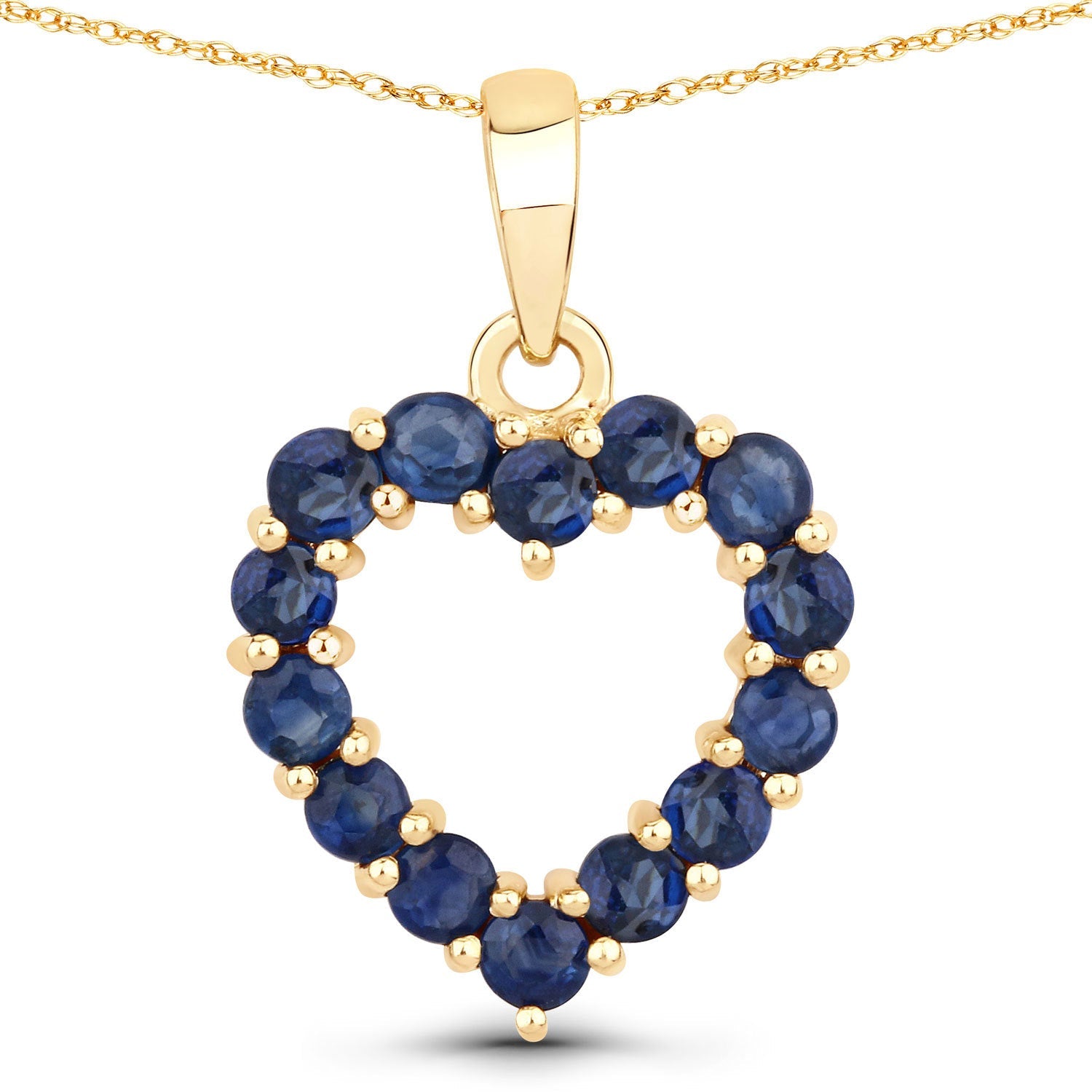 0.64 Carat Genuine Blue Sapphire 10K Yellow Gold Pendant