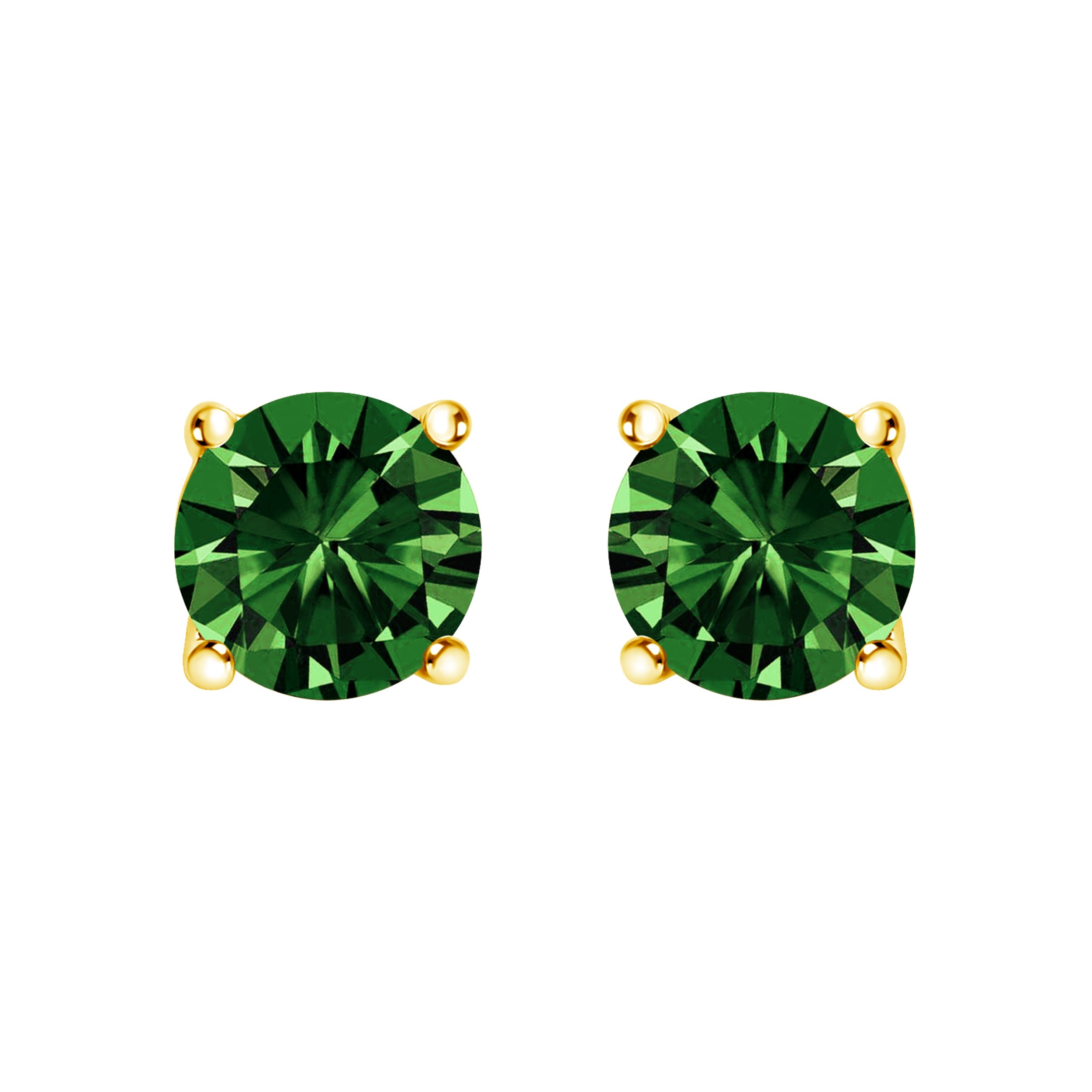 14K White Gold 1/2 Cttw Lab Grown Green Diamond Classic Solitaire Stud Earrings with Pushback