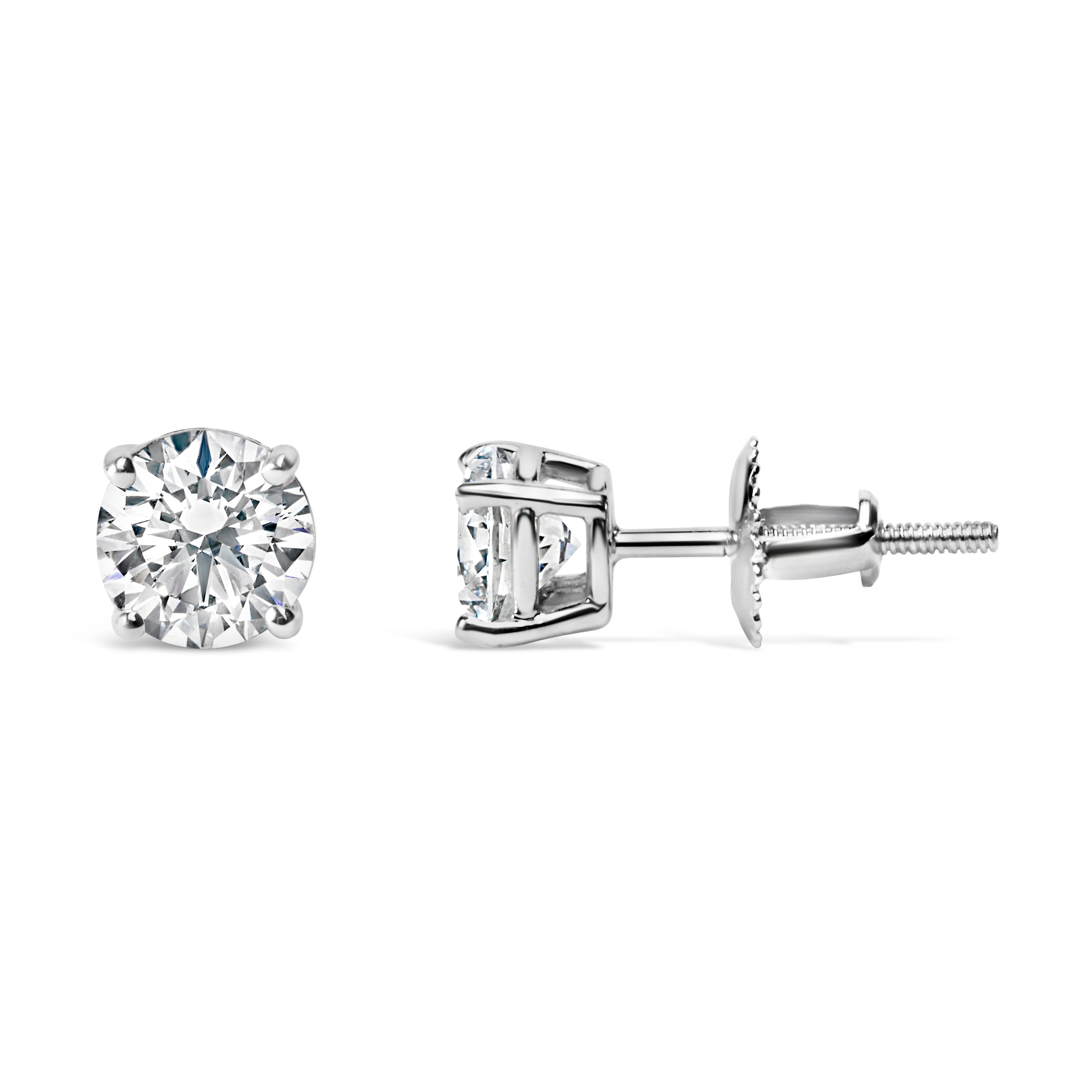 14K White Gold 1.00 Cttw Lab Grown Diamond Solitaire Stud Earrings