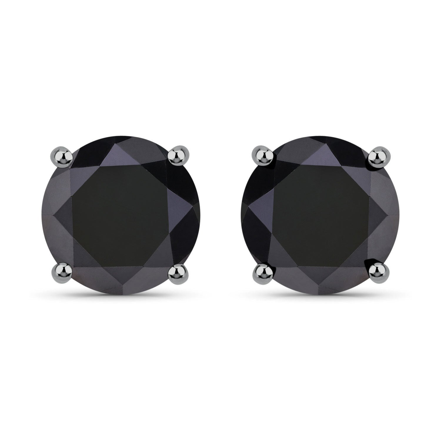 3.08 Carat Genuine Black Diamond 14K White Gold Earrings