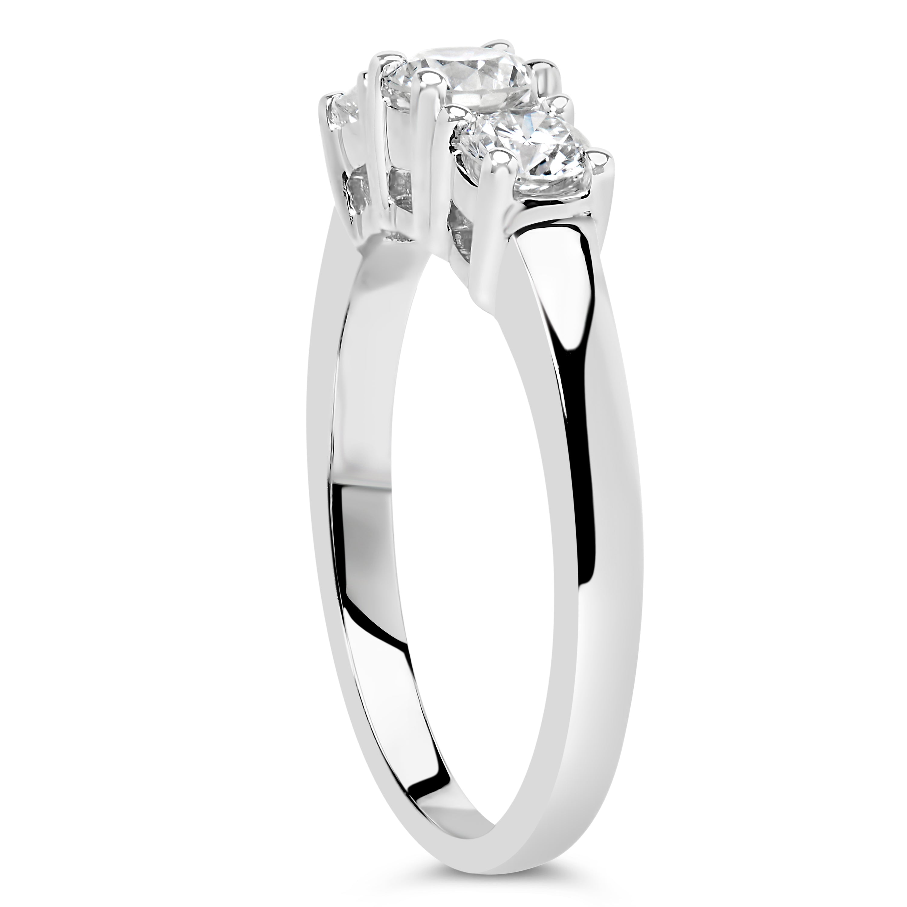 14K White Gold 3/4 Cttw Lab Grown Diamond 3 Stone Ring Band (F-G Color, VS2-SI1 Clarity)- Size 7