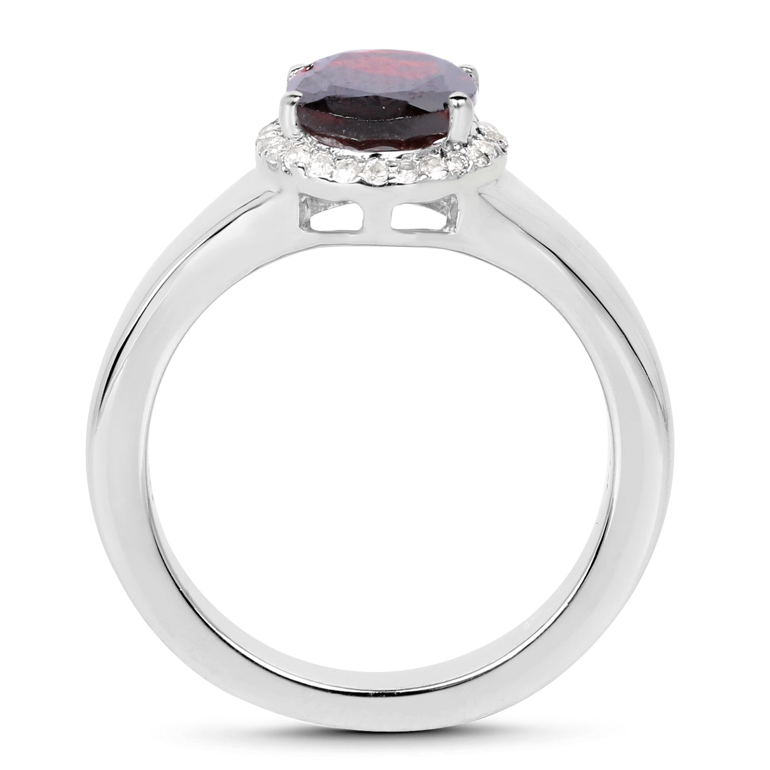 2.63 Carat Genuine Garnet and White Topaz .925 Sterling Silver Ring