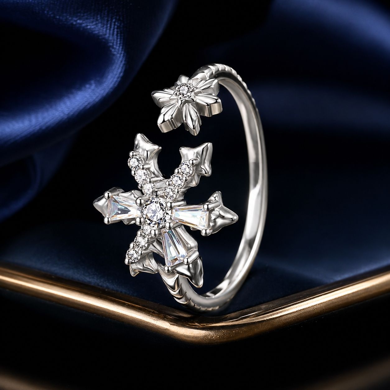 925 Sterling Silver Ring with White Gold Plating and CZ for Women