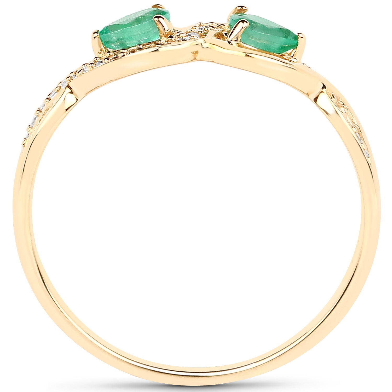 0.35 Carat Genuine Zambian Emerald and White Diamond 14K Yellow Gold Ring