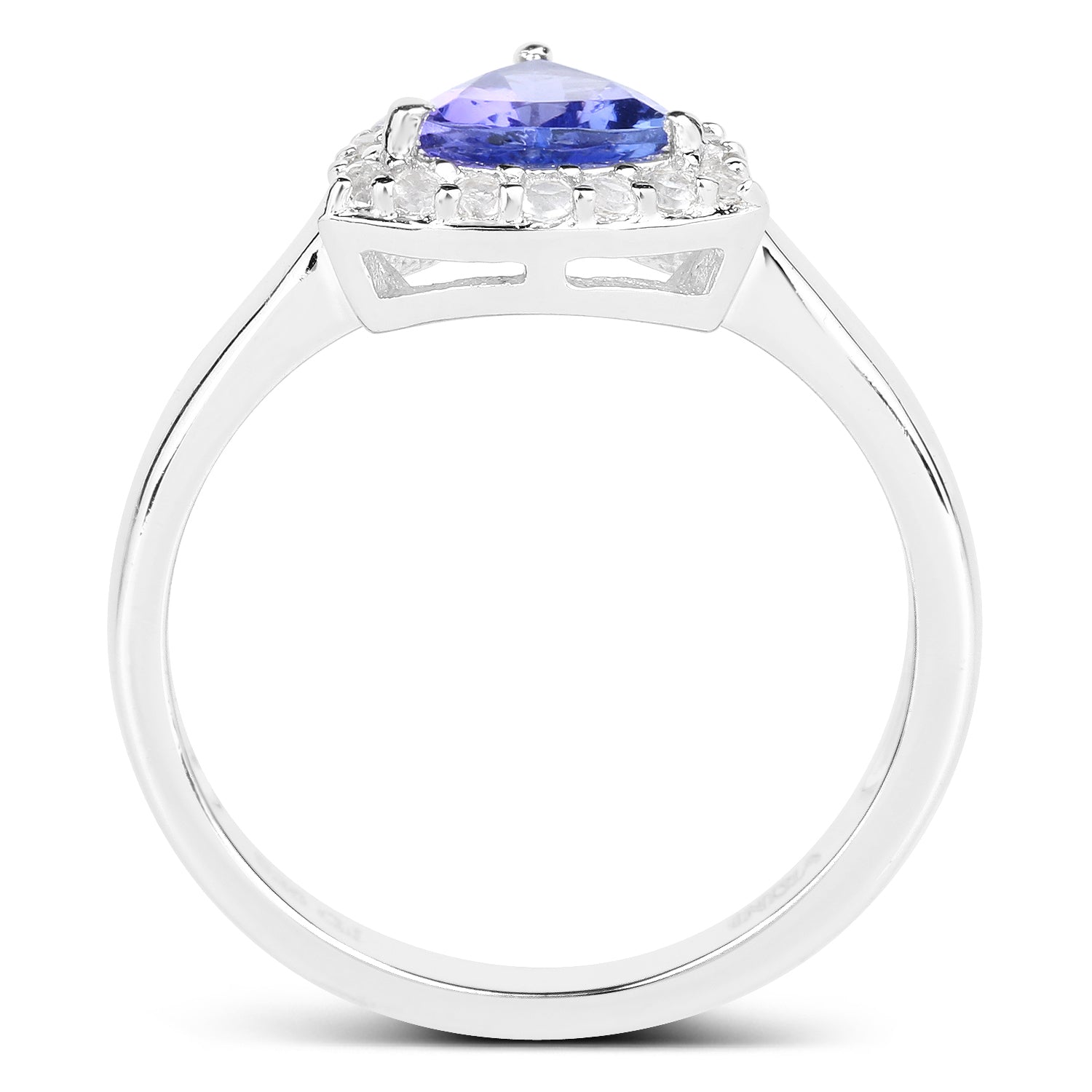 1.02 Carat Genuine Tanzanite and White Topaz .925 Sterling Silver Ring