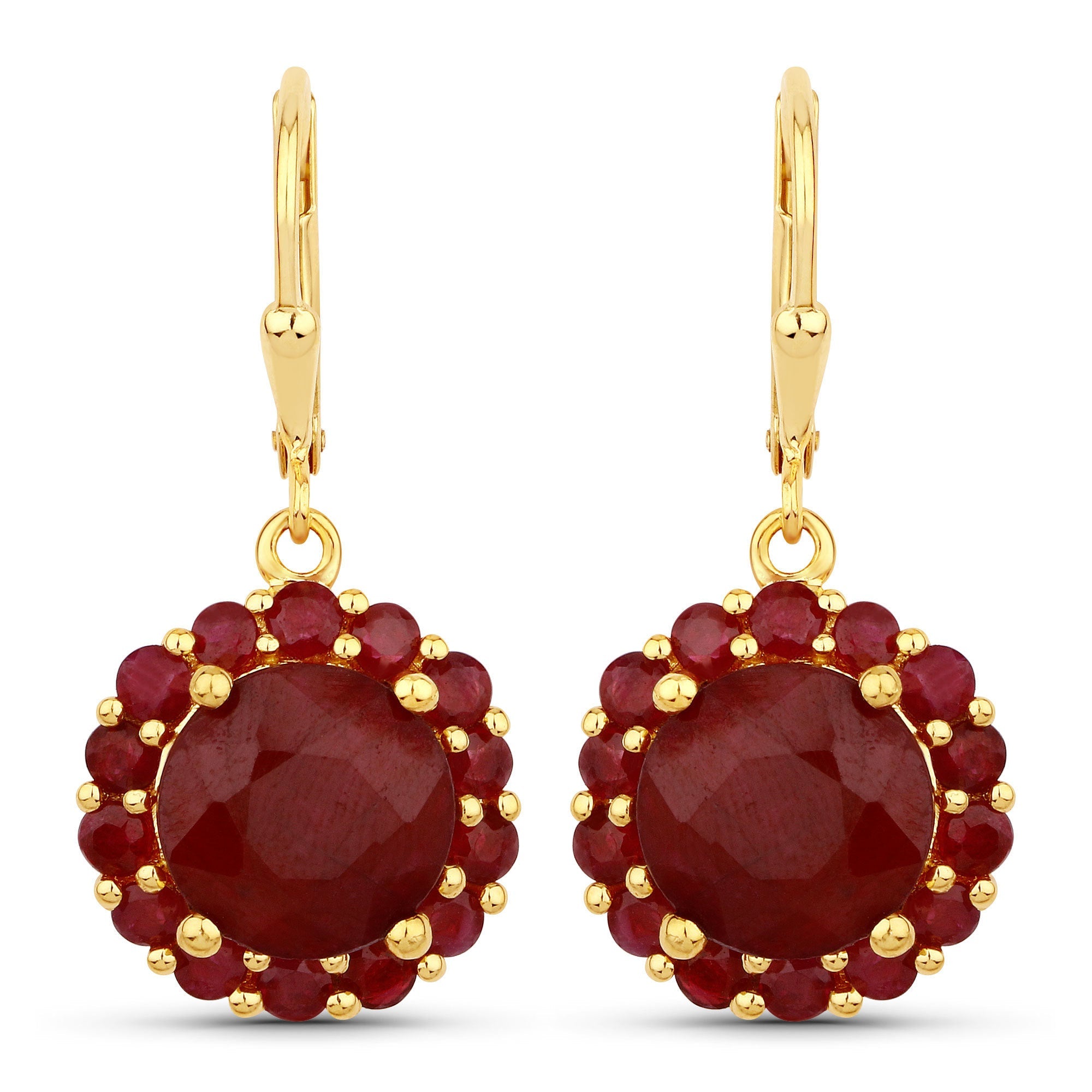 11.37 Carat Dyed Ruby and Ruby .925 Sterling Silver Earrings