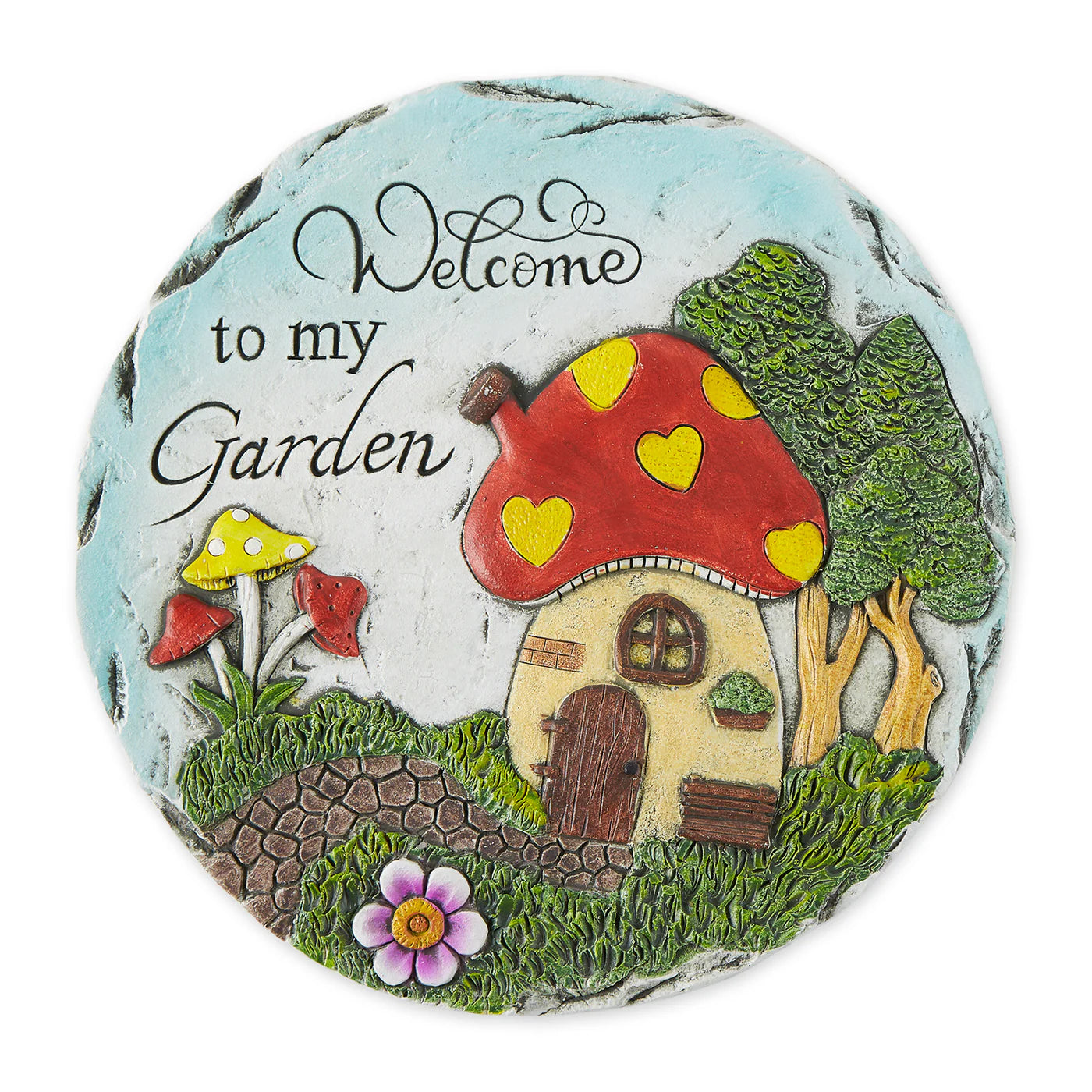 WELCOME TO MY GARDEN MUSHROOM HOUSE STEPPING STONE
