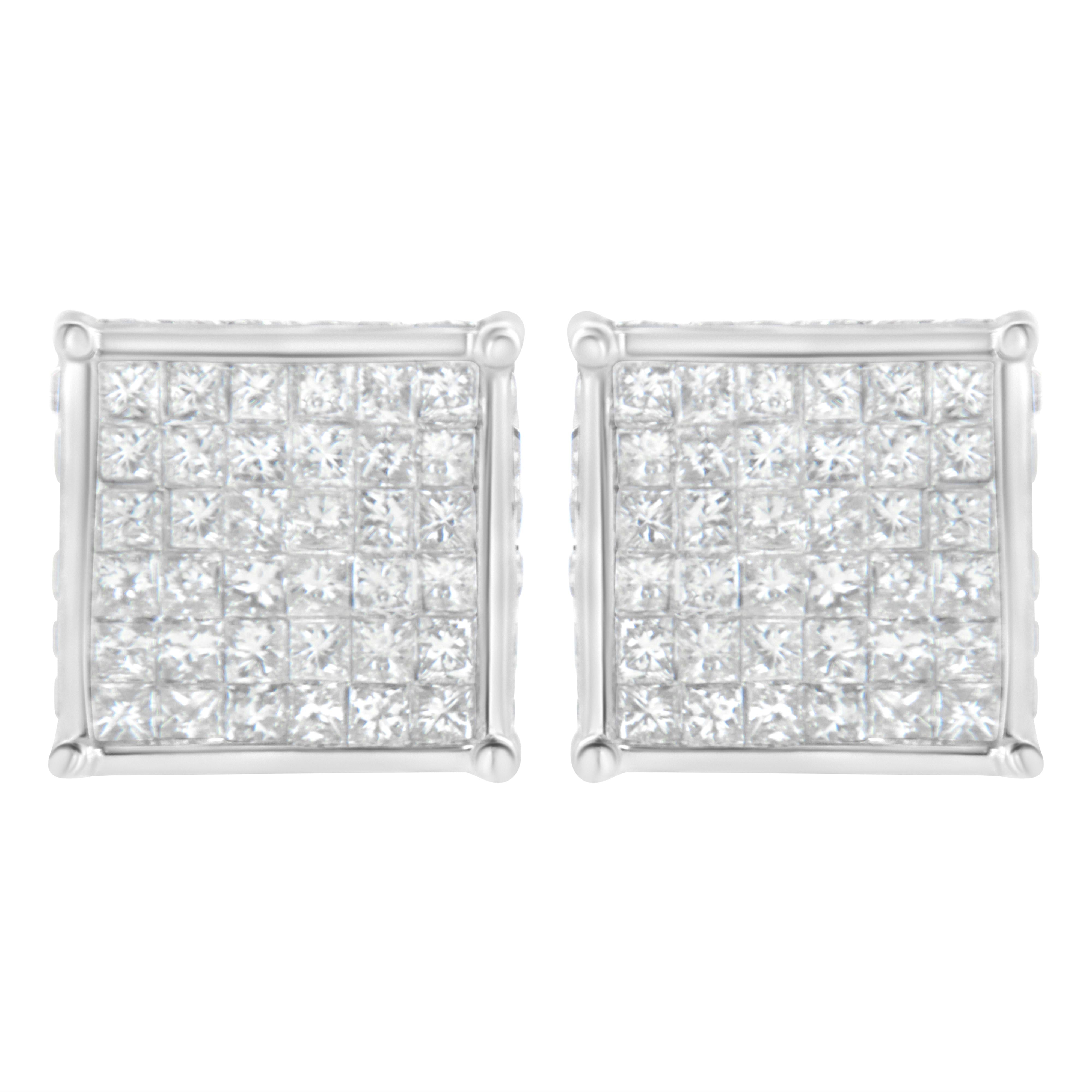 10K White Gold 2ct TDW Princess-Cut Composite Diamond Stud Earring (I-J ,I2-I3)