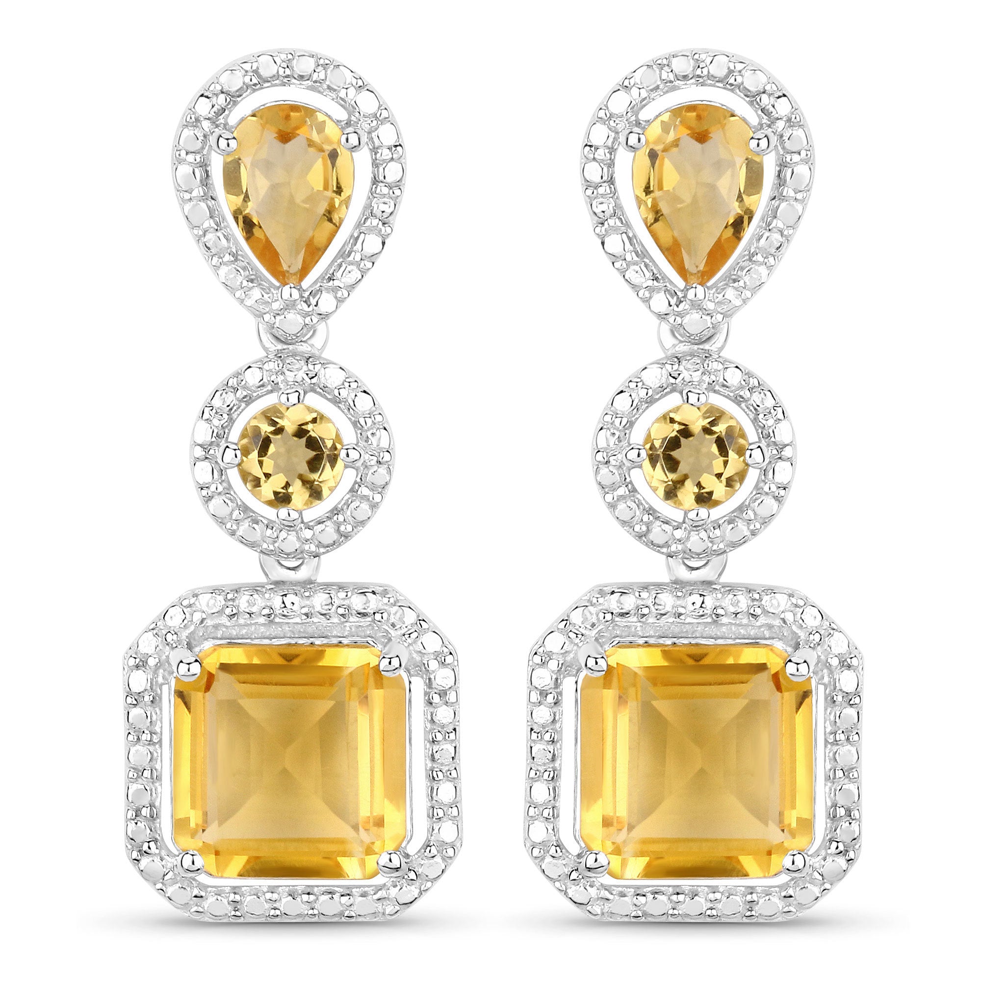 7.580 Carat Genuine Citrine .925 Sterling Silver Earrings