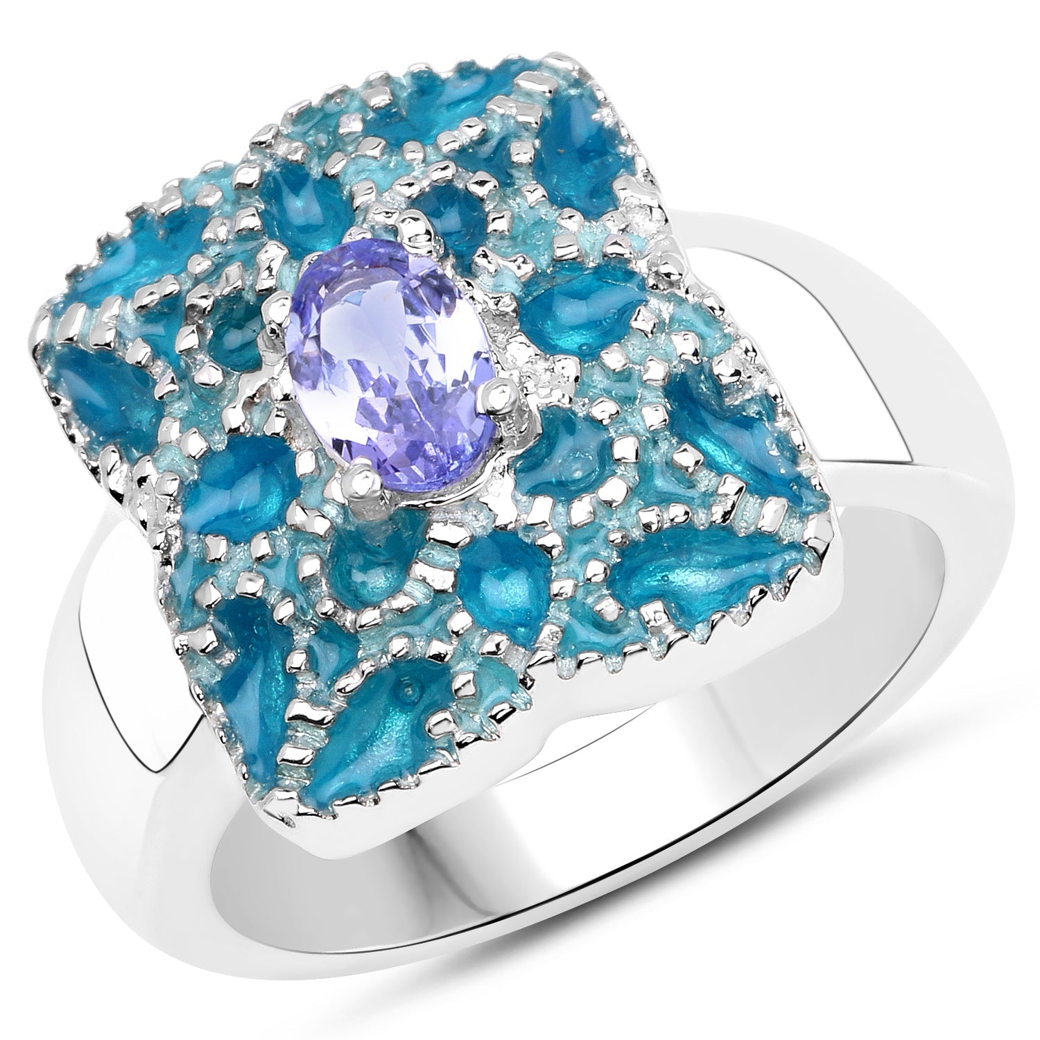 0.44 Carat Genuine Tanzanite .925 Sterling Silver Ring