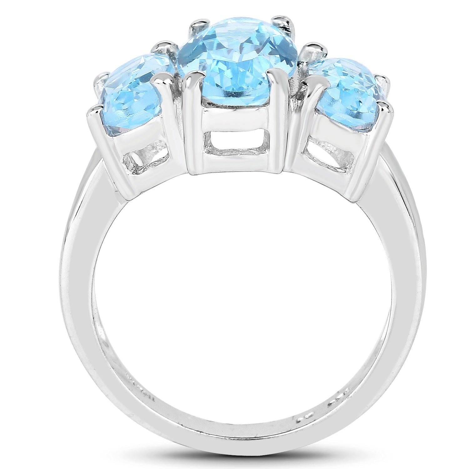 7.77 Carat Genuine Blue Topaz .925 Sterling Silver Ring