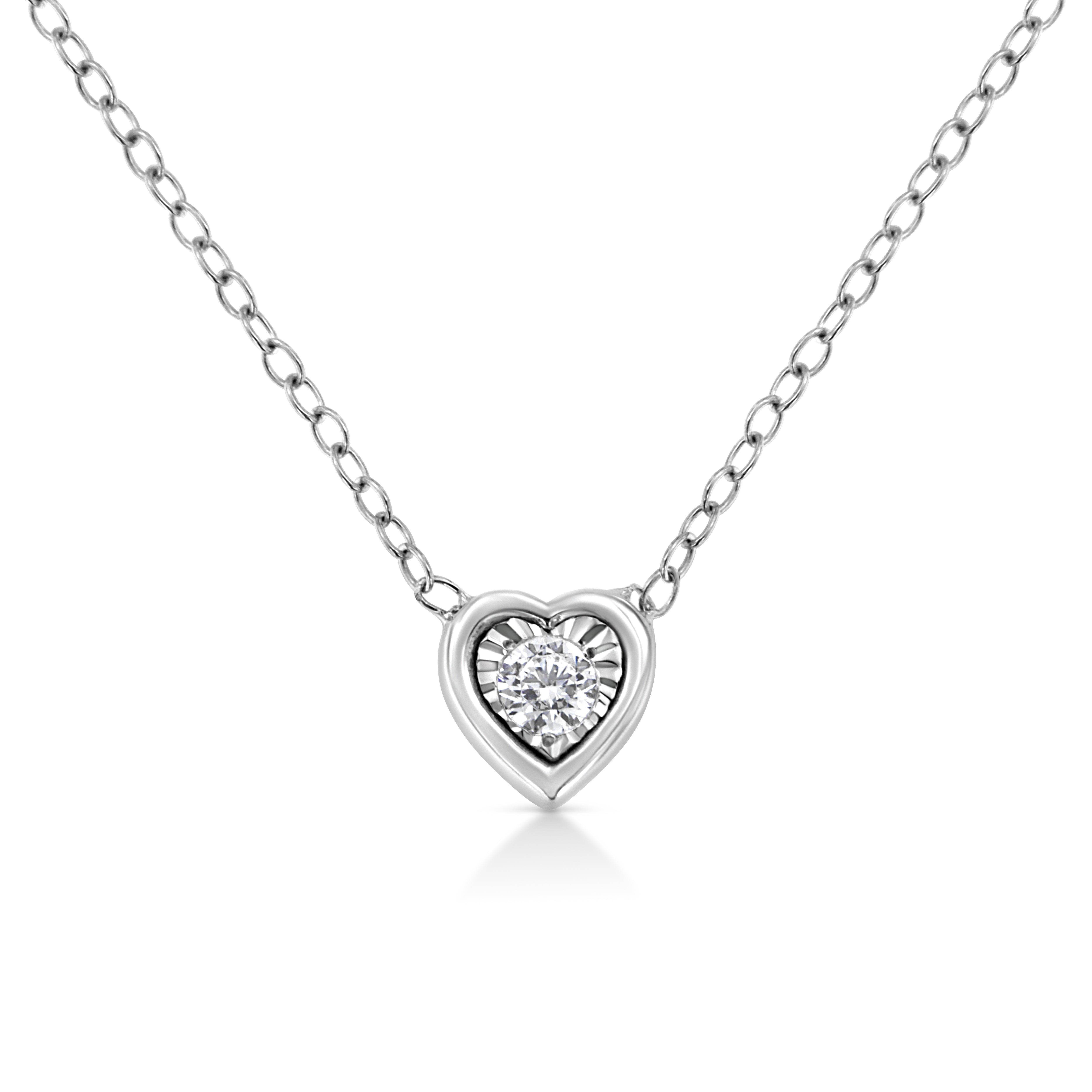 10K White Gold 1/10 Cttw Miracle Set Round-Cut Diamond Square Shape 18" Pendant Necklace (H-I Color, SI2-I1 Clarity)