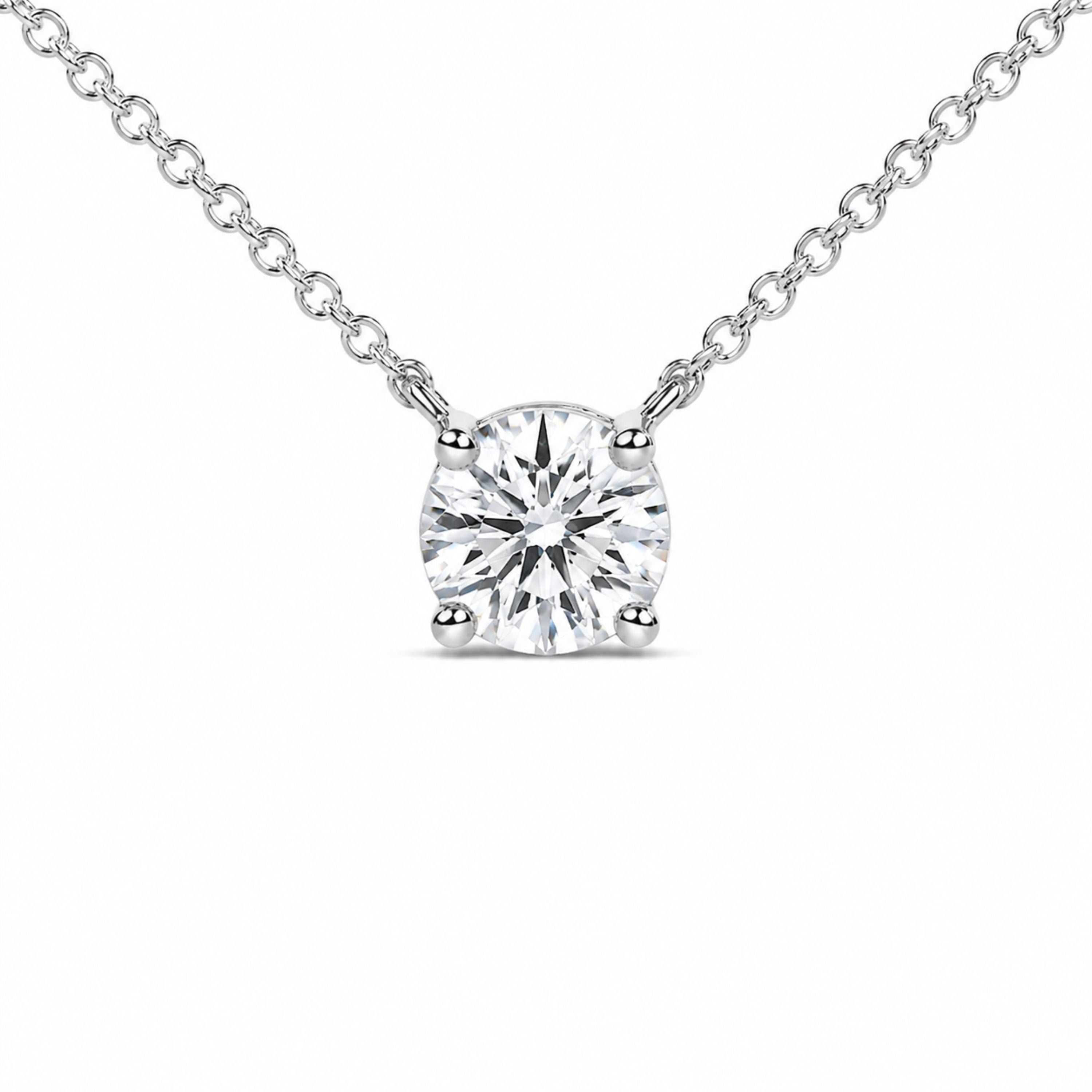 14K White Gold 1.00 Cttw Lab Grown Diamond Solitaire Pendant