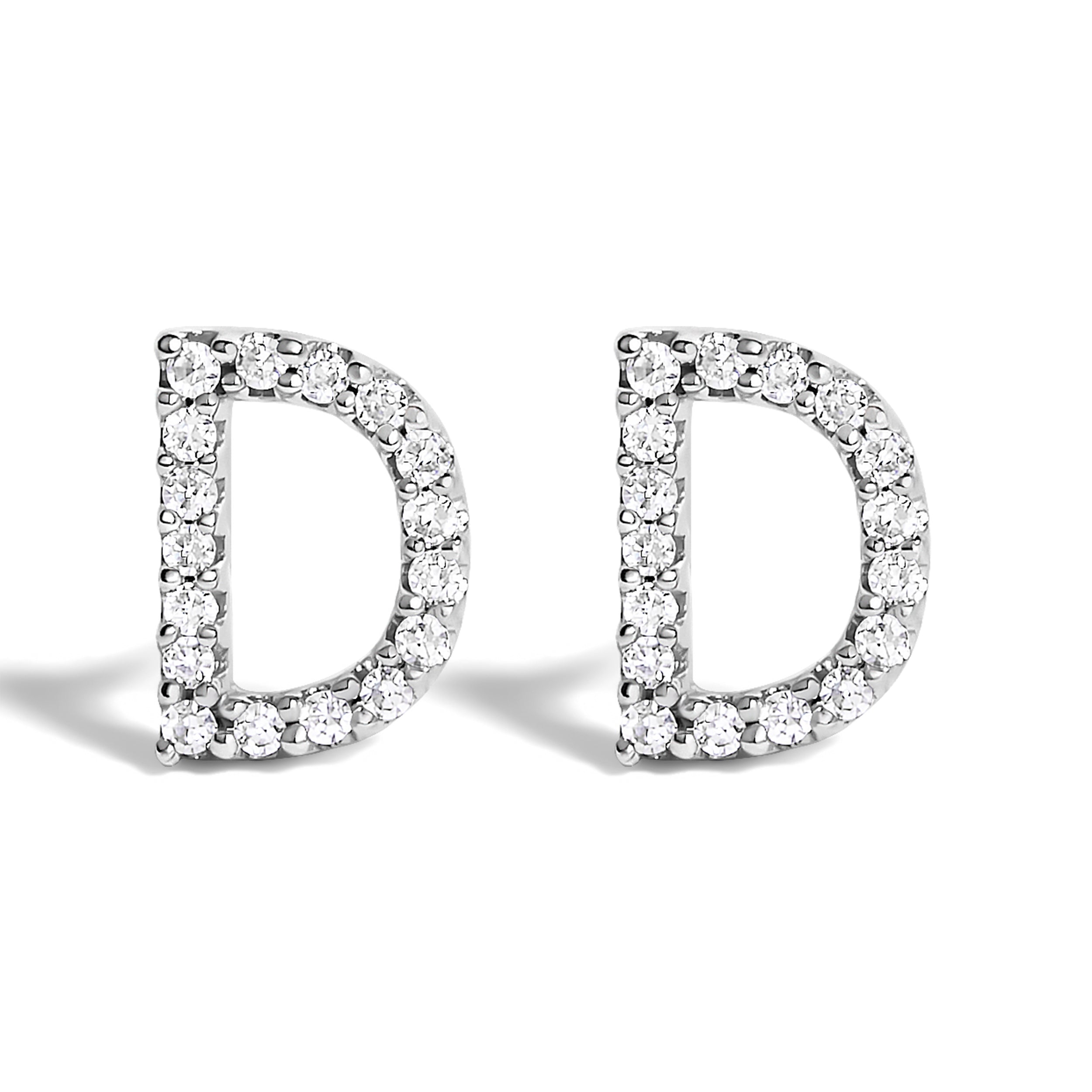 10K White Gold 1/10 Cttw Diamond Initial “A†Stud Earring