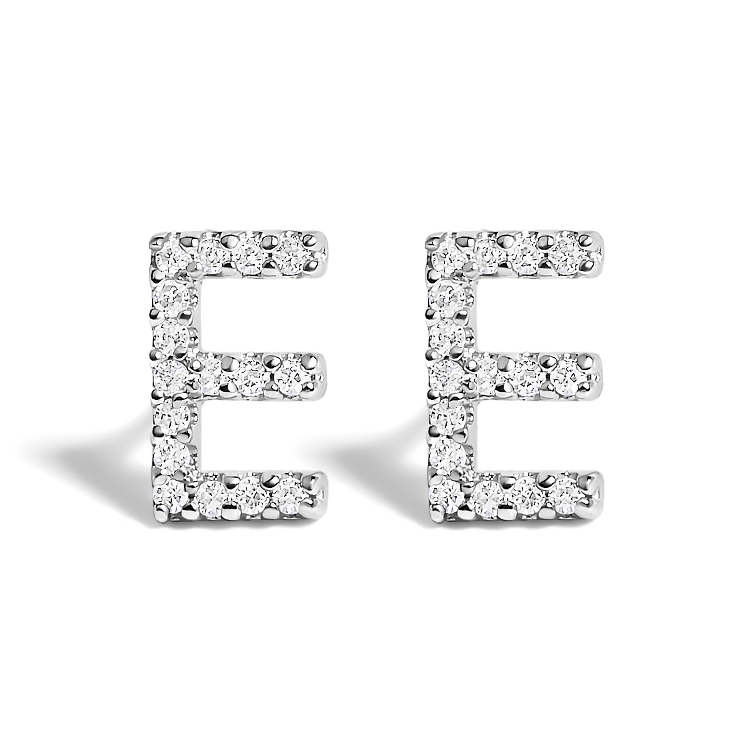 10K White Gold 1/10 Cttw Diamond Initial “A†Stud Earring