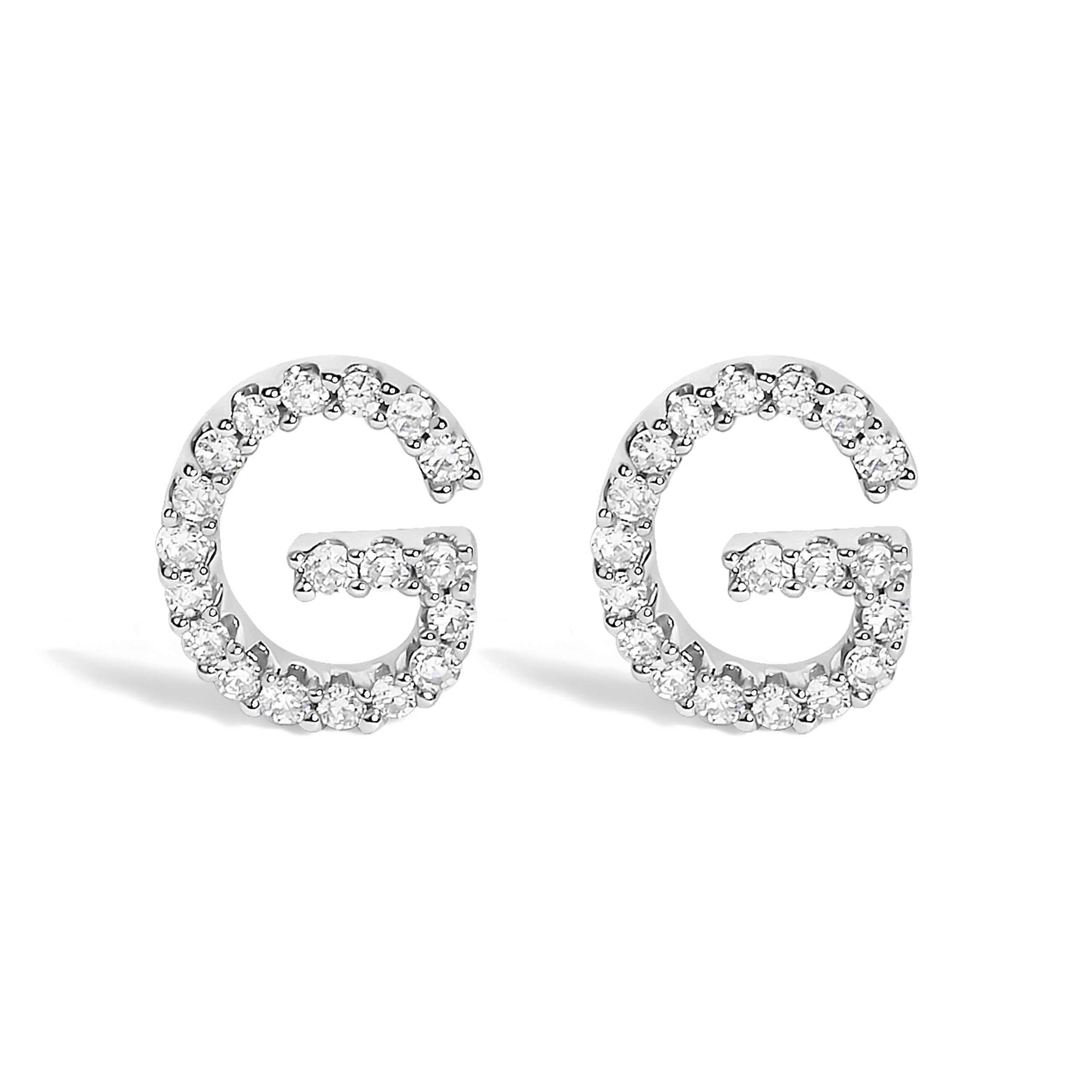 10K White Gold 1/10 Cttw Diamond Initial “A†Stud Earring