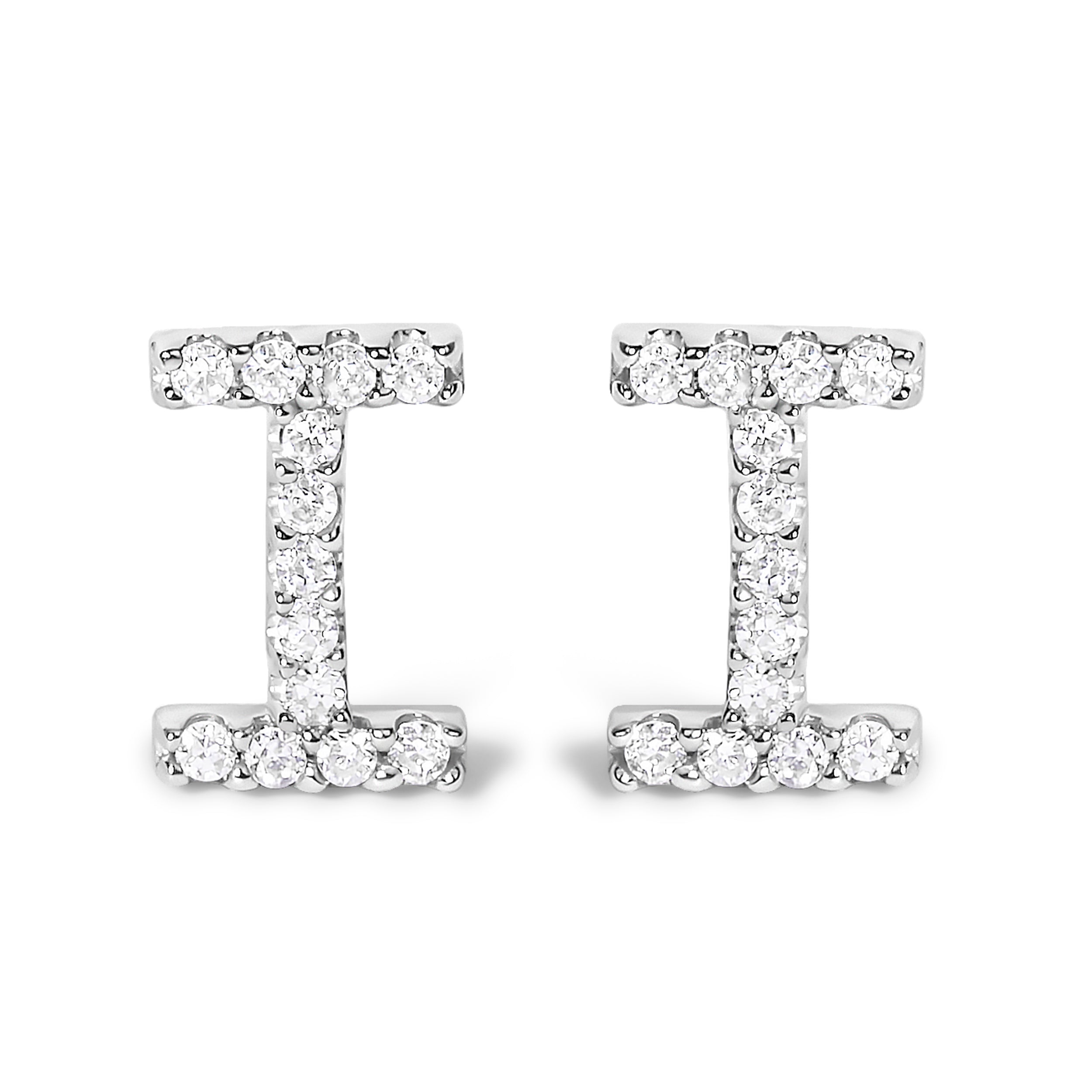 10K White Gold 1/10 Cttw Diamond Initial “A†Stud Earring