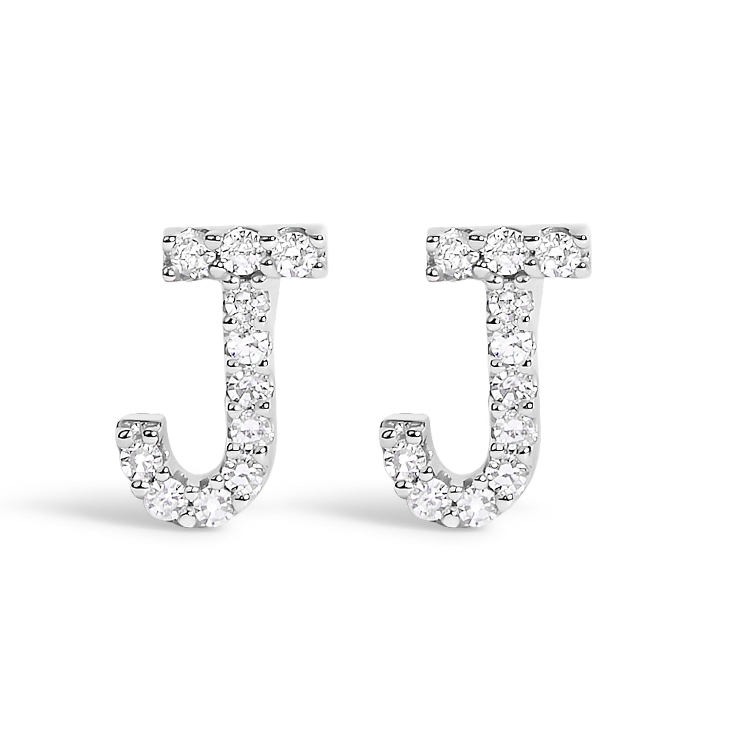 10K White Gold 1/10 Cttw Diamond Initial “A†Stud Earring