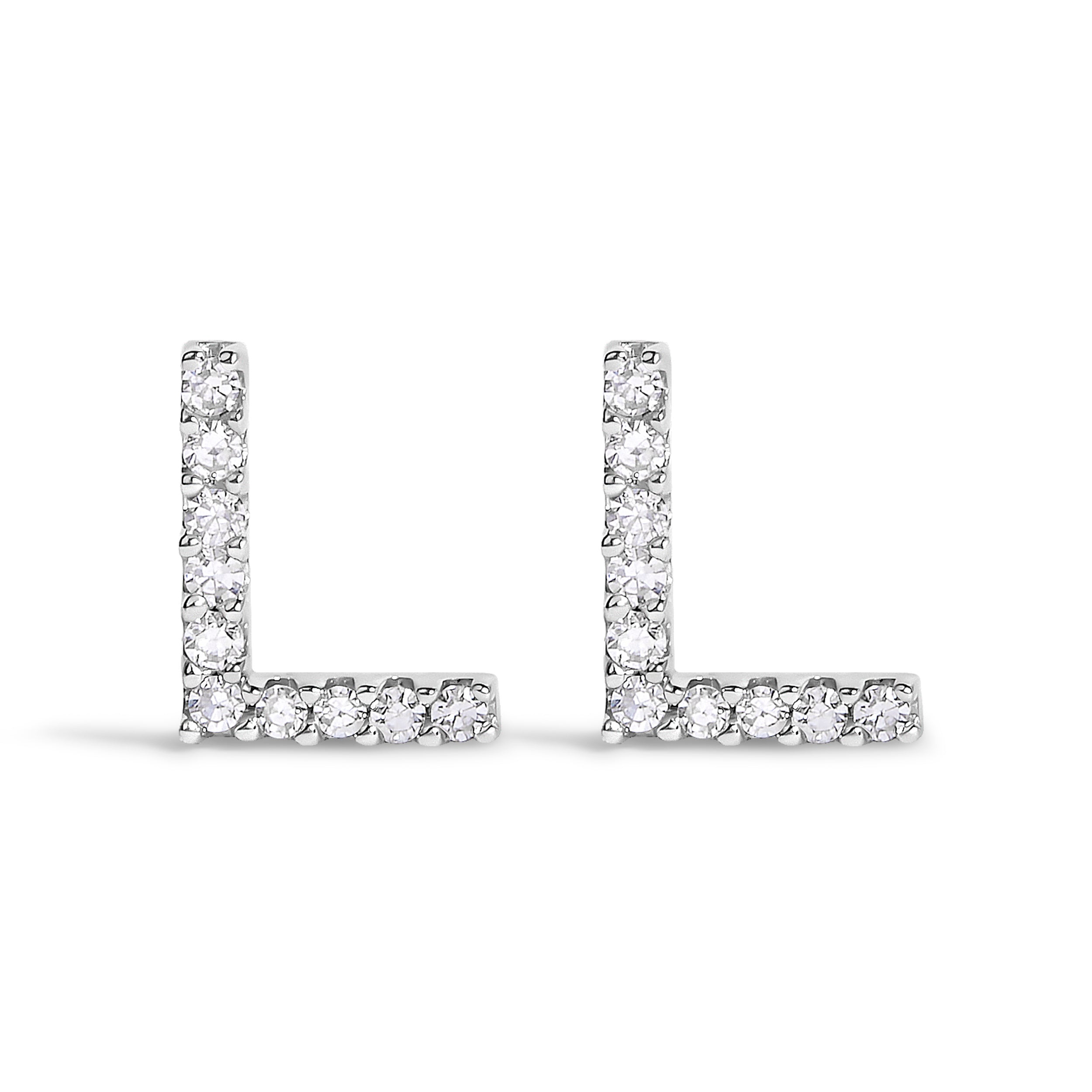 10K White Gold 1/10 Cttw Diamond Initial “A†Stud Earring