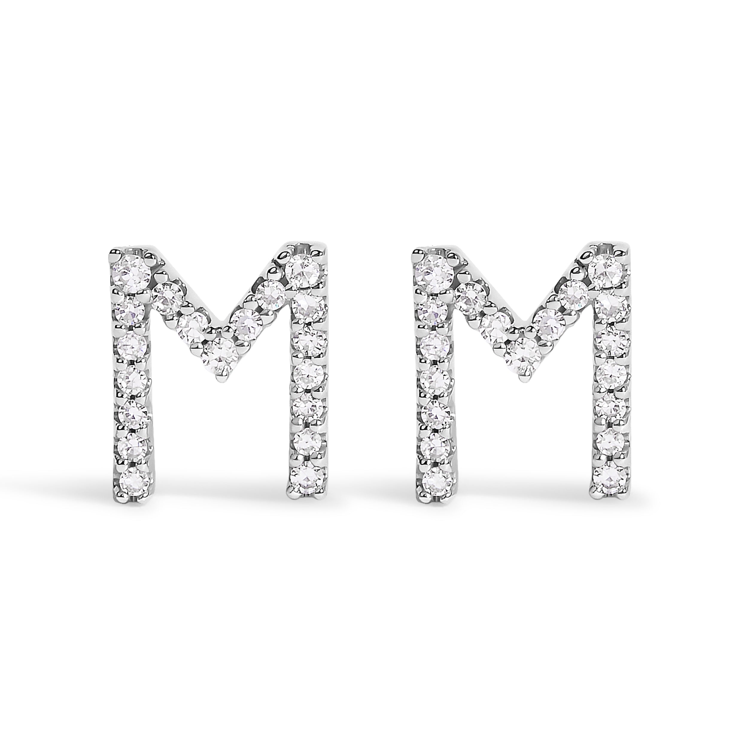 10K White Gold 1/10 Cttw Diamond Initial “A†Stud Earring