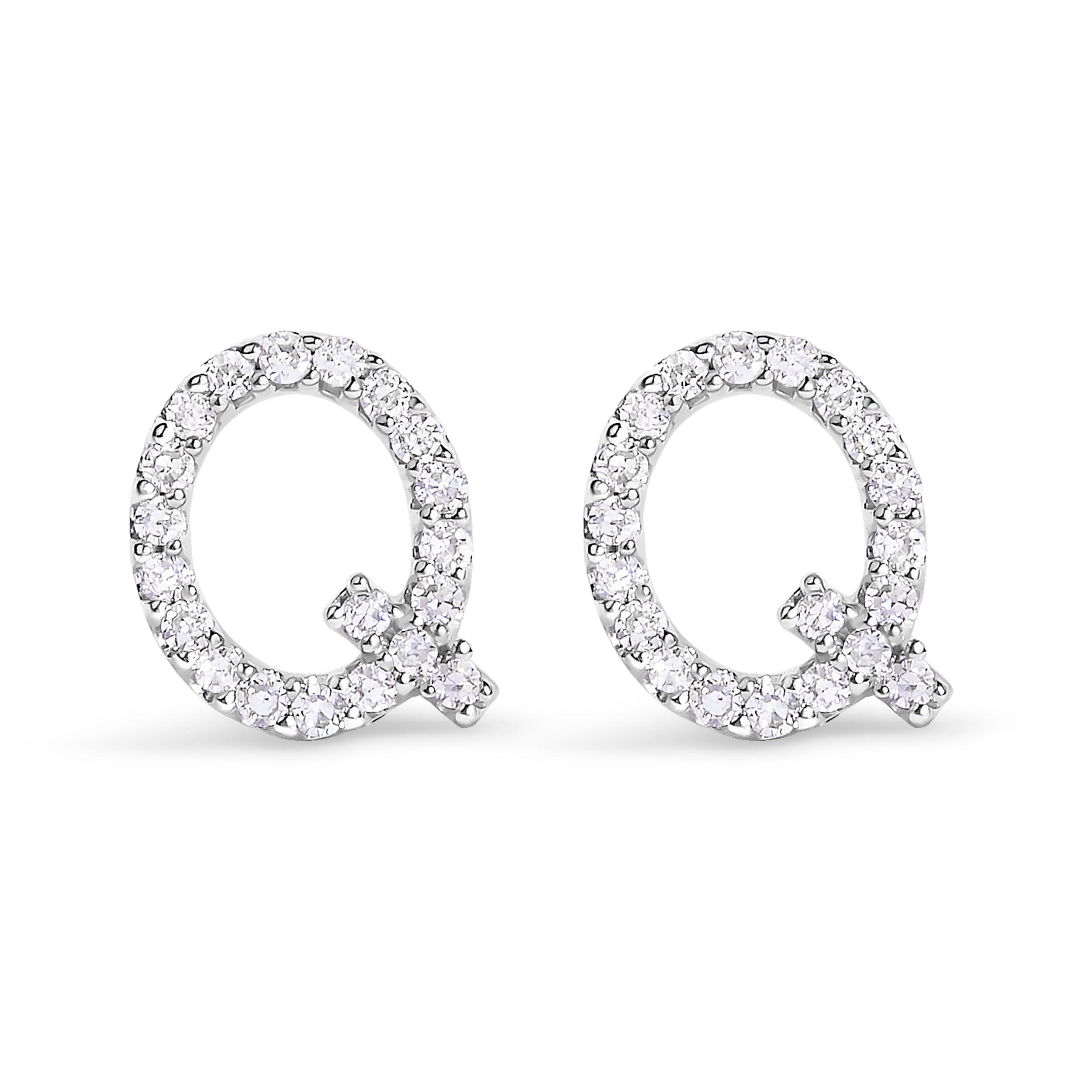 10K White Gold 1/10 Cttw Diamond Initial “A†Stud Earring